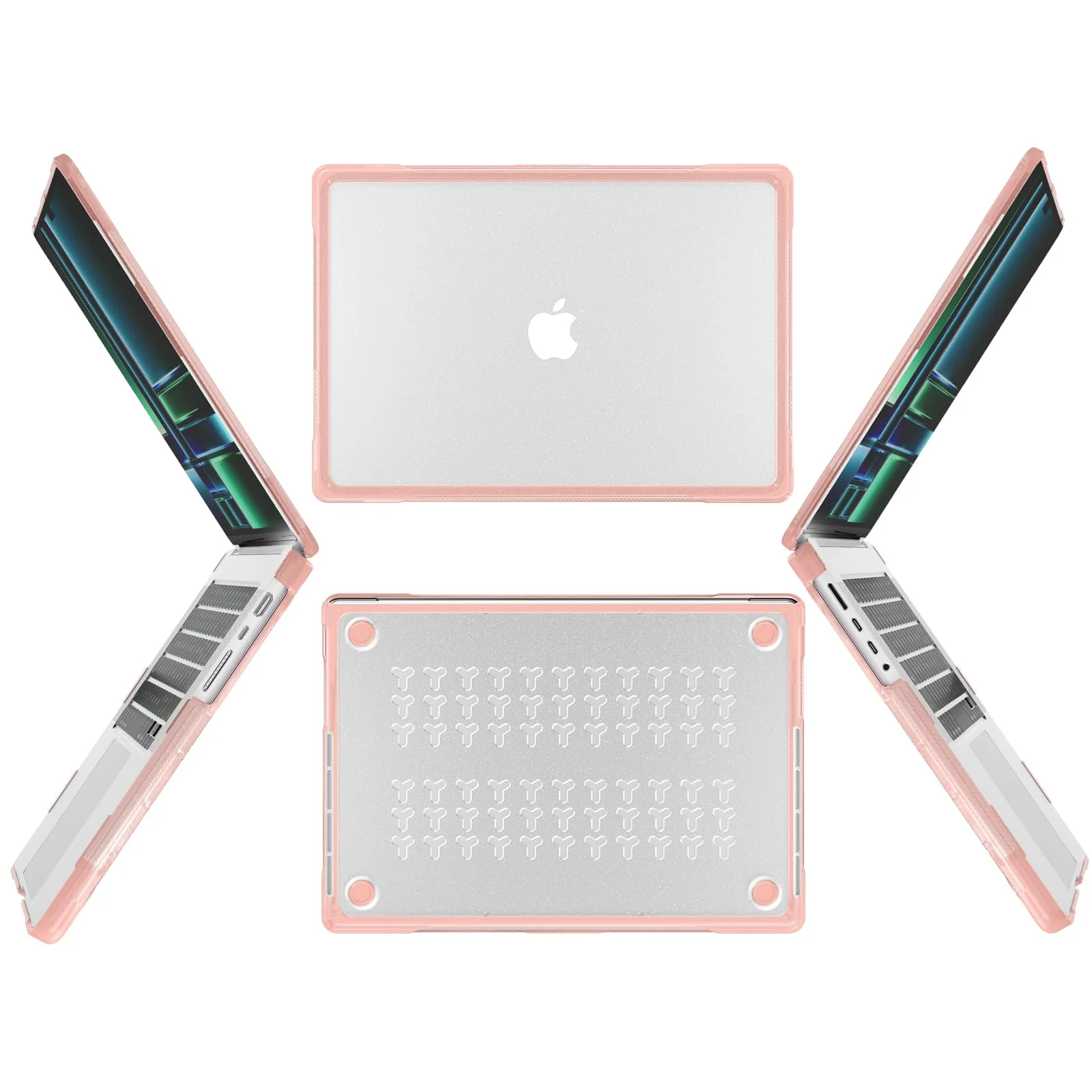 Batianda Ultimate Protection Case for M3 MacBook Pro 14 inch 2023 2021 M2 Model A2992/A2918 Matte Bling Transparent Surface Carbon Fiber Edges Shockproof Anti-Scratch and Anti-Fingerprint,Peach Pink X-Peach Pink - Image 2
