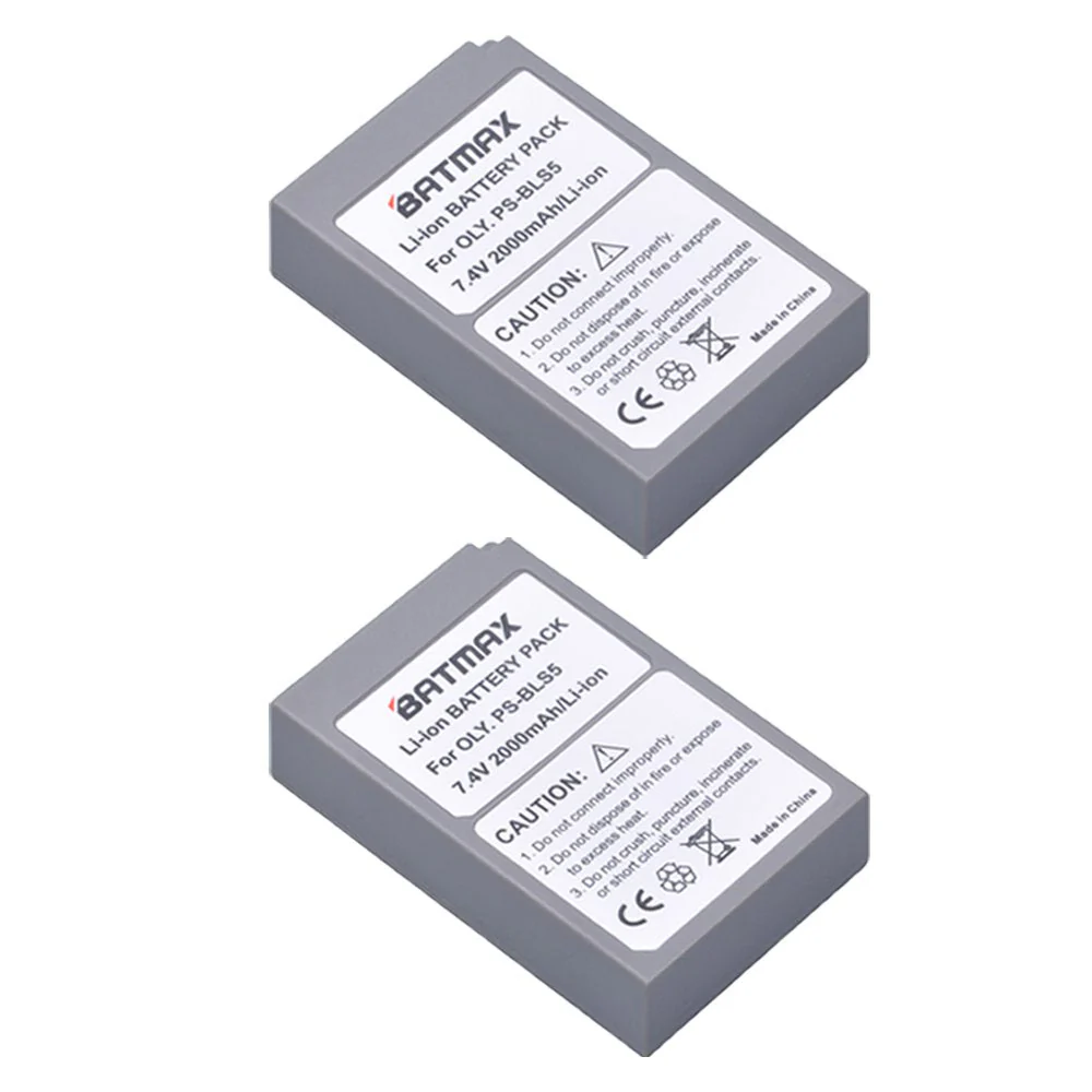 Batmax 2000mAh 2Pcs BLS-5 BLS-50 PS-BLS5 Battery + LED Dual USB Charger for Olympus BLS-5 E-PL2,E-PL5,E-PL6,E-PL7,E-PL8, E-PL9, E-PL10,E-PM2,OM-D E-M10,E-M10 Mark II,III,E-M10 IV,Stylus1 Cameras - Image 2