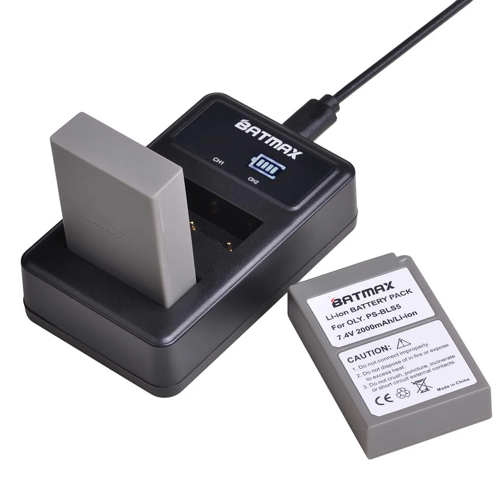 Batmax 2000mAh 2Pcs BLS-5 BLS-50 PS-BLS5 Battery + LED Dual USB Charger for Olympus BLS-5 E-PL2,E-PL5,E-PL6,E-PL7,E-PL8, E-PL9, E-PL10,E-PM2,OM-D E-M10,E-M10 Mark II,III,E-M10 IV,Stylus1 Cameras - Image 5