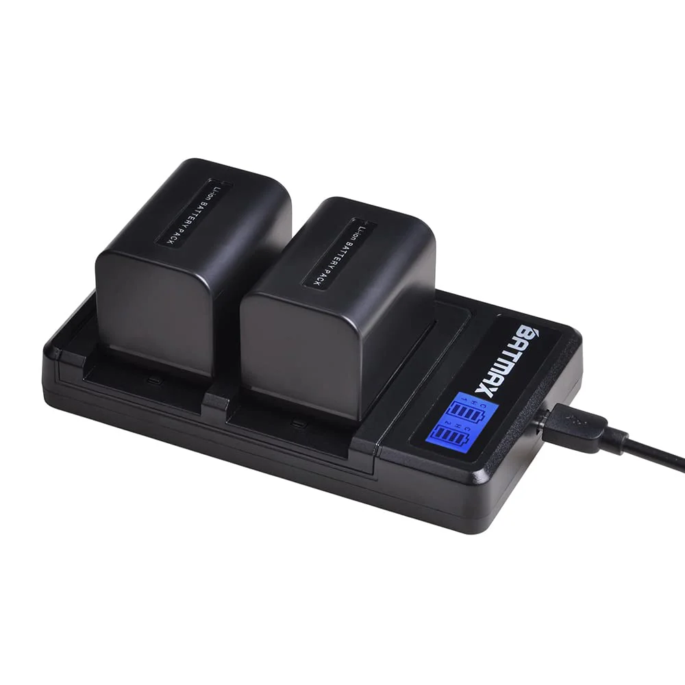 Batmax 2Pcs 2500mAh NP-FV70 Battery + LCD USB Charger for Sony HDR-CX190 HDR-CX200 HDR-CX210 HDR-CX220 HDR-CX230 HDR-CX580V HDR-PJ380 HDR-PJ430V HDR-PJ760V HDR-PV790V HDR-TD20V HDR-TD30V Handycams