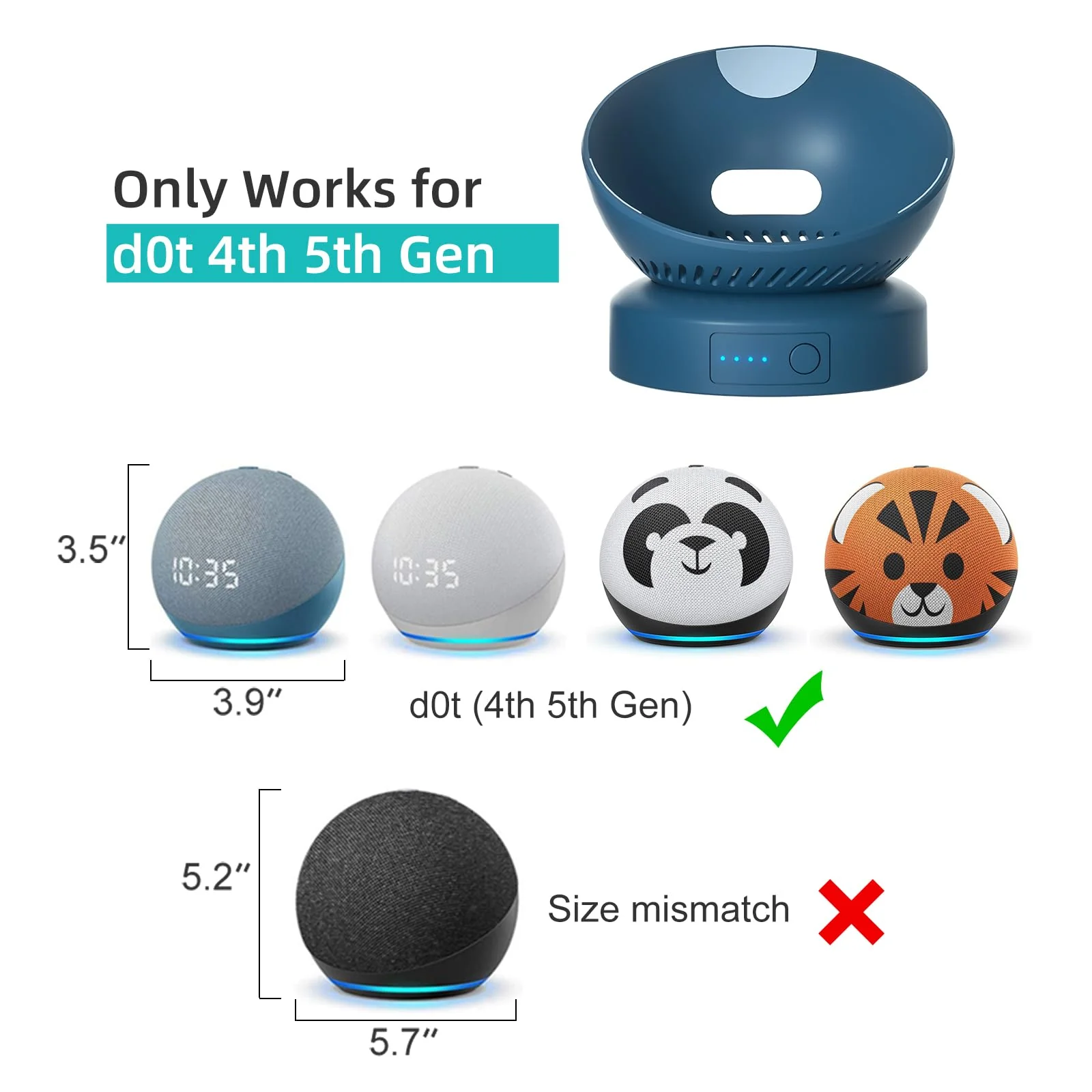 Battery Base for D0/t 4th & 5th Generation Portable D0/t 5TH Gen and Google Nest WiFi Battery Base Stand, Not Including The Speaker (blue) blue - Image 2