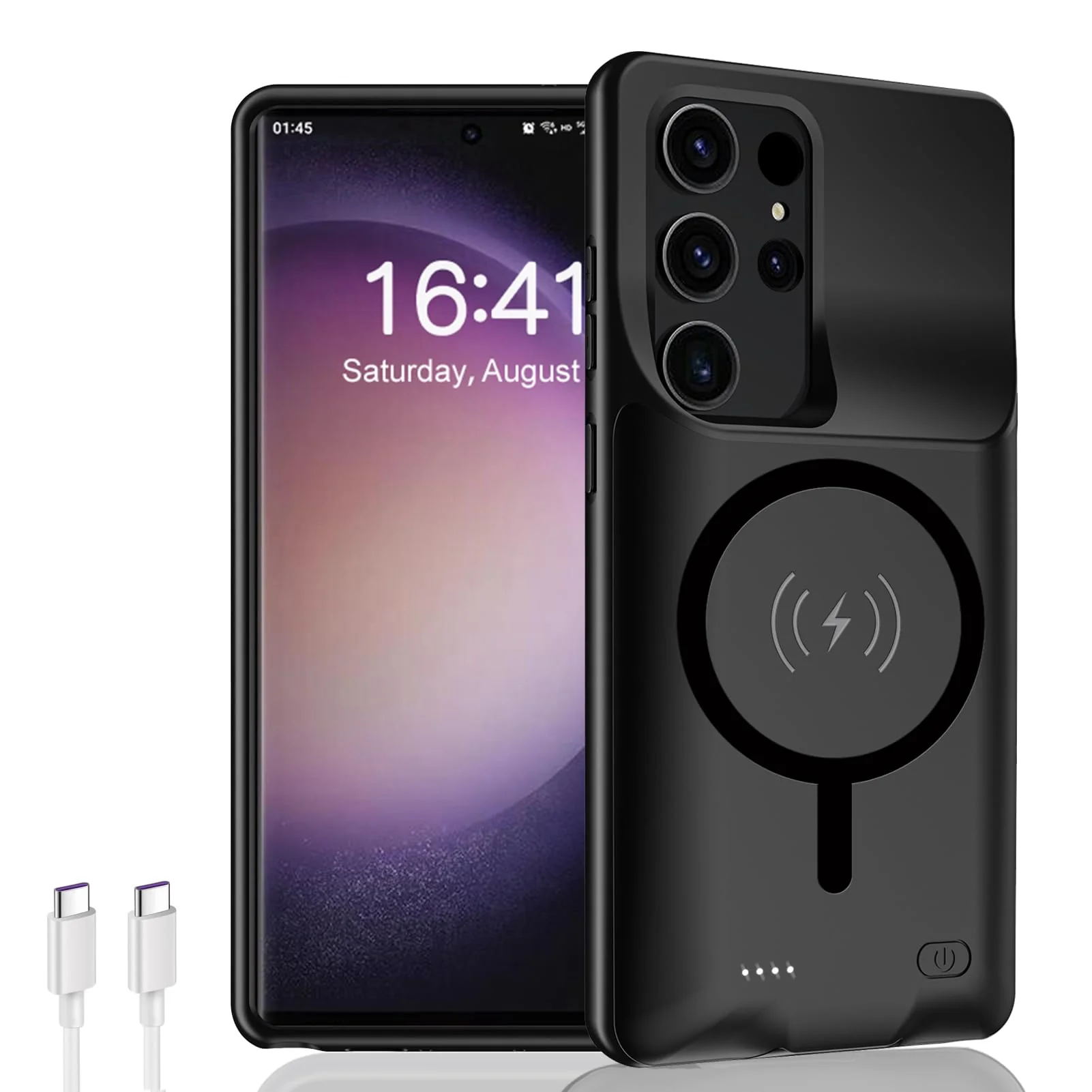 Battery Case for Galaxy S22 Ultra/S23 Ultra,[12000mAh] Portable Protective Smart Wireless Charging Case Support Carplay Compatible with Galaxy S22 Ultra/Galaxy S23 Ultra Battery Case (Black)