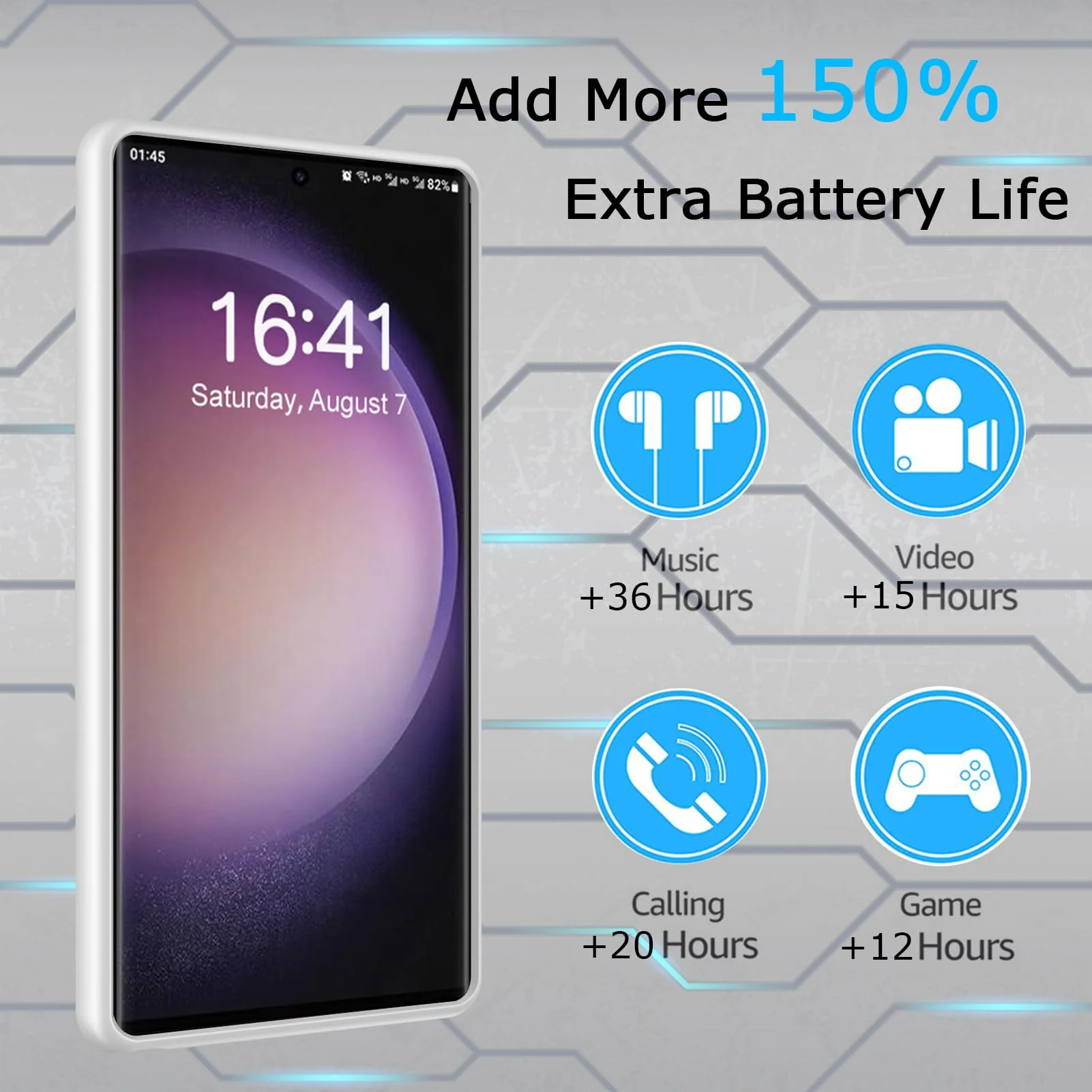 Battery Case for Galaxy S22 Ultra/S23 Ultra, [12000mAh] Slim Portable Protective Fast Charging Case Backup Power Bank Battery Case Compatible with Samsung Galaxy S22 Ultra/S23 Ultra-6.8 inch-Blue Blue - Image 2