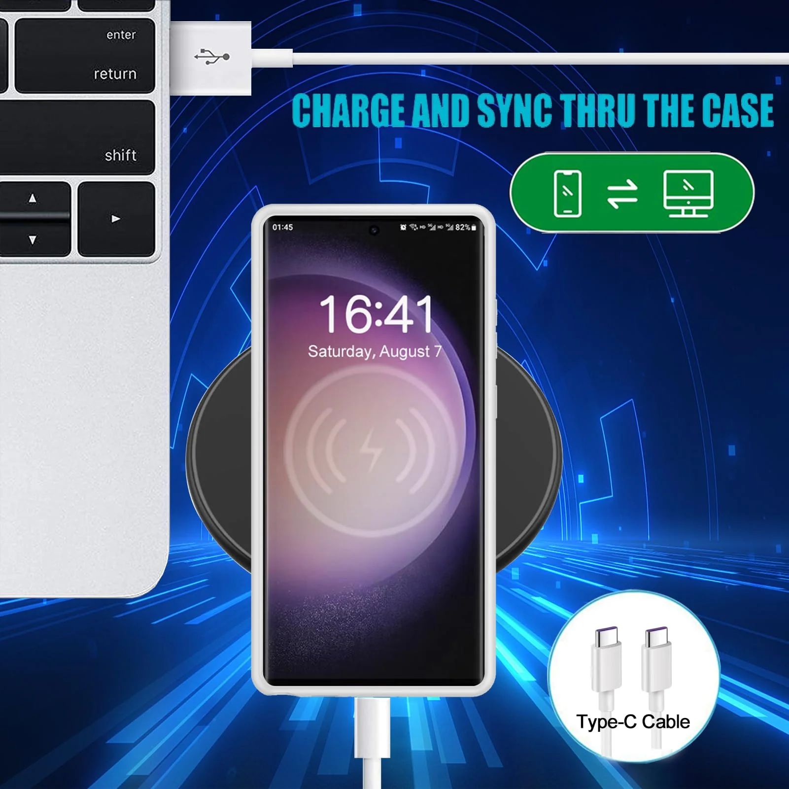 Battery Case for Galaxy S22 Ultra/S23 Ultra, [12000mAh] Slim Portable Protective Fast Charging Case Backup Power Bank Battery Case Compatible with Samsung Galaxy S22 Ultra/S23 Ultra-6.8 inch-Blue Blue - Image 6