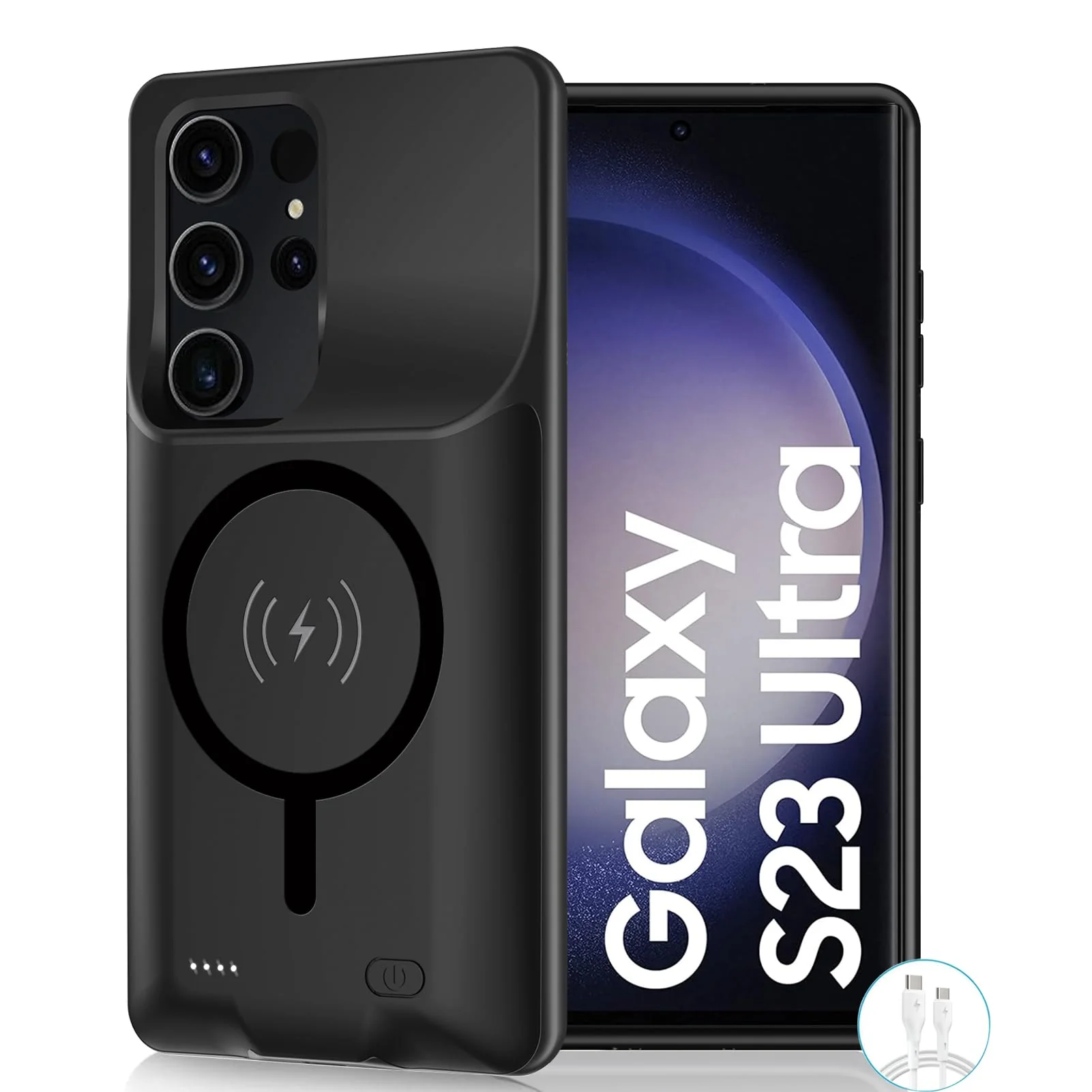 Battery Case for Galaxy S22 Ultra/S23 Ultra,[12000mAh]large capacity Slim Portable Protective Fast Charging Case Backup Power Bank Battery Case Compatible with Samsung Galaxy S22 Ultra/S23 Ultra-Black Galaxy S22 Ultra/Galaxy S23 Ultra