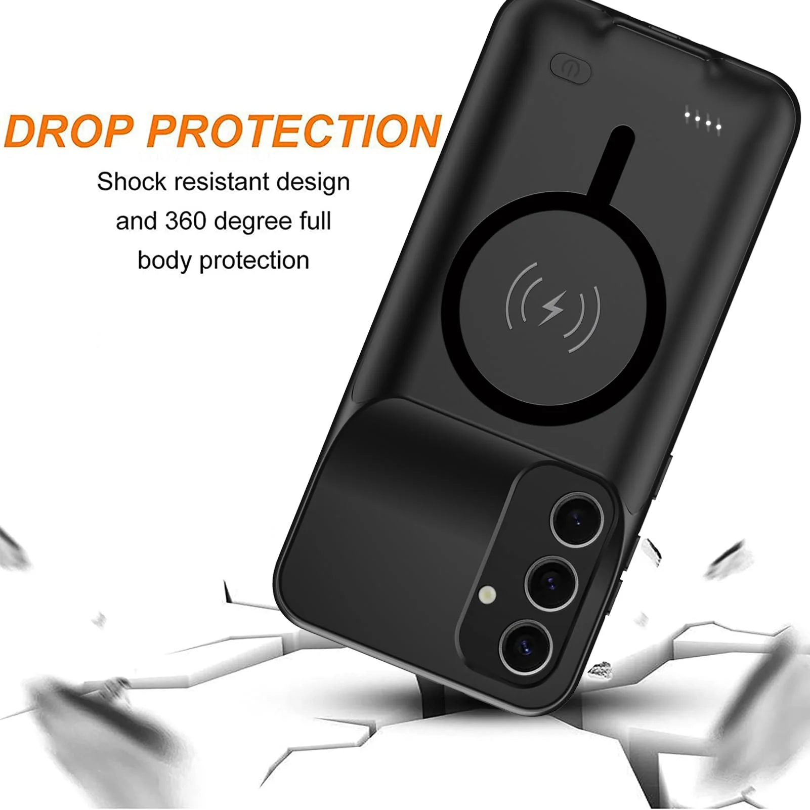 Battery Case for Galaxy S24, [10000mAh] High Capacity Rechargeable Portable Protective Extended Charger Cover Compatible with Galaxy S24 (6.2 inch) Wireless Charging Case with Screen Protector-Black - Image 5