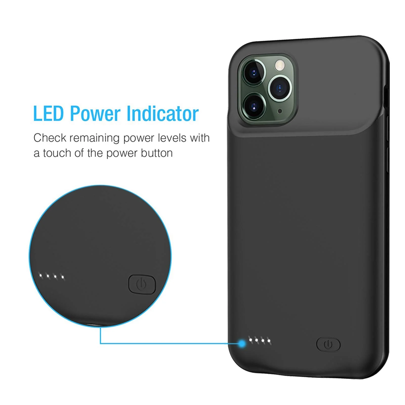Battery Case for iPhone 11 Pro, Enhanced 7000mAh Ultra Thin Portable Protective Power Smart Charging Case Compatible with iPhone 11 Pro (5.8 inch) Rechargeable Extended Battery Charger Case (Black) Black - Image 3