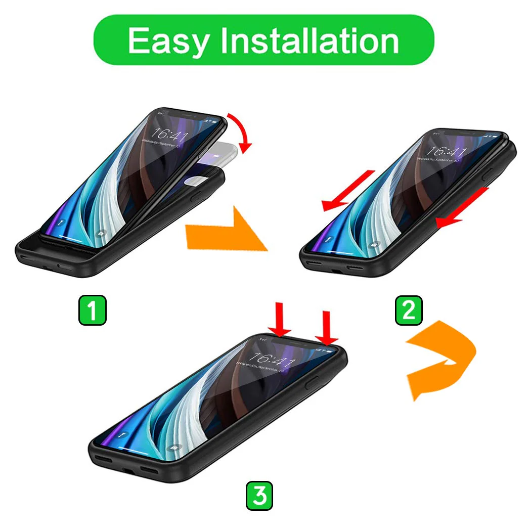 Battery Case for iPhone 12 Mini, Full Encircle 6000mAh Ultra-Slim Rechargeable Portable Charging Cover Extended Battery Pack Compatible with iPhone 12 Mini (5.4 inch) Charger Case with Carplay-Black Black - Image 4