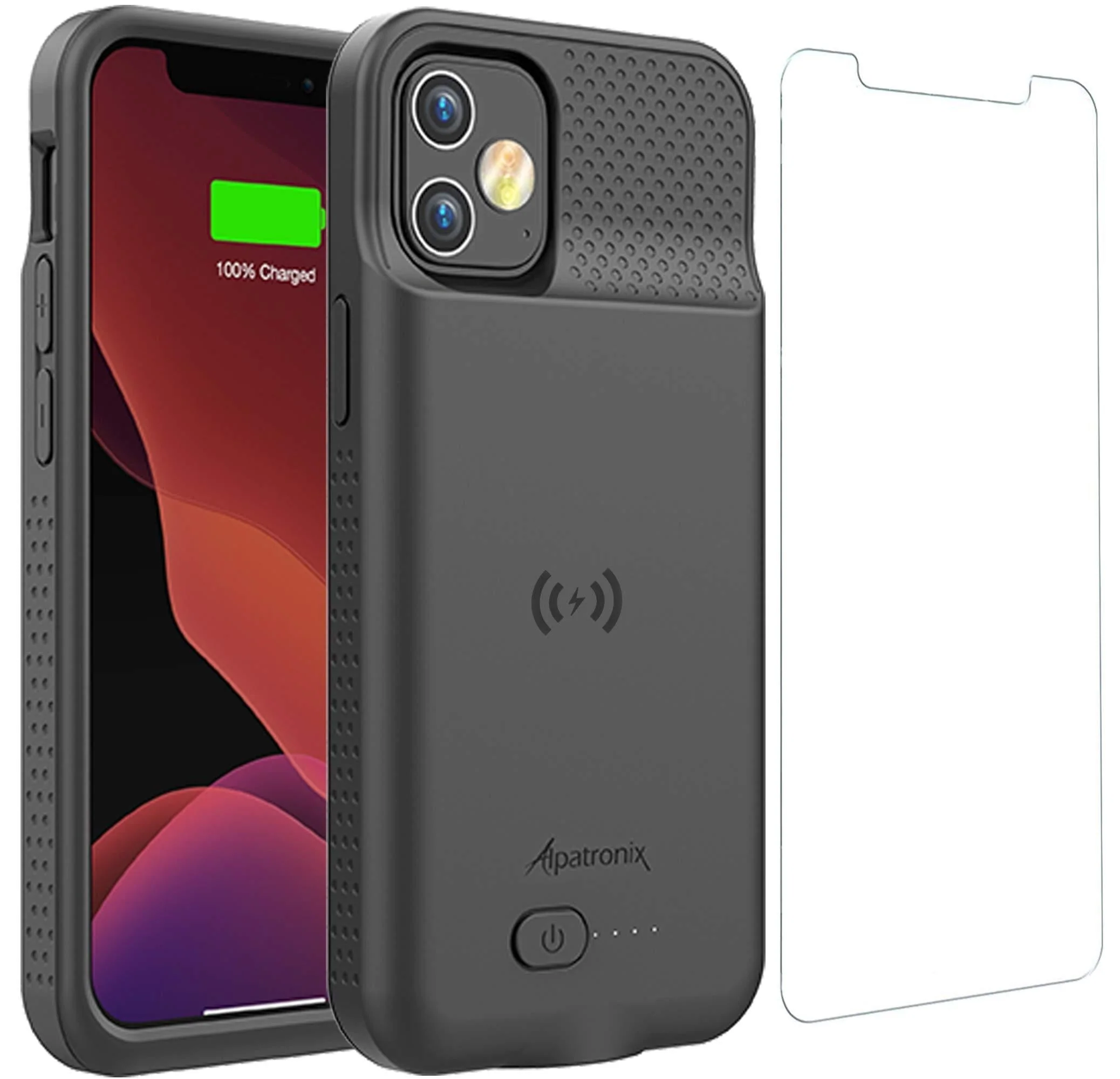 Battery Case for iPhone 12 Pro & iPhone 12, 5000mAh Slim Portable Protective Extended Charger Cover with Wireless Charging Compatible with iPhone 12 and iPhone 12 pro (6.1 inch) - BX12 (Matte Black)