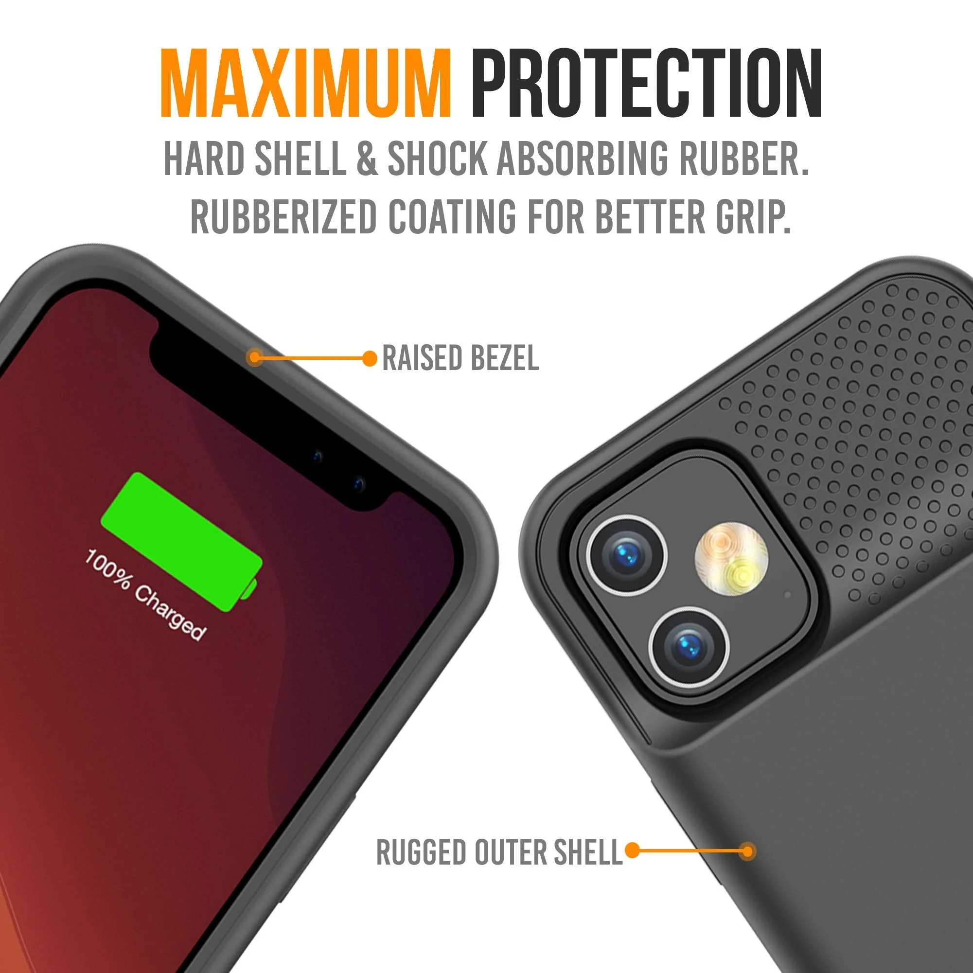 Battery Case for iPhone 12 Pro & iPhone 12, 5000mAh Slim Portable Protective Extended Charger Cover with Wireless Charging Compatible with iPhone 12 and iPhone 12 pro (6.1 inch) - BX12 (Matte Black) - Image 6