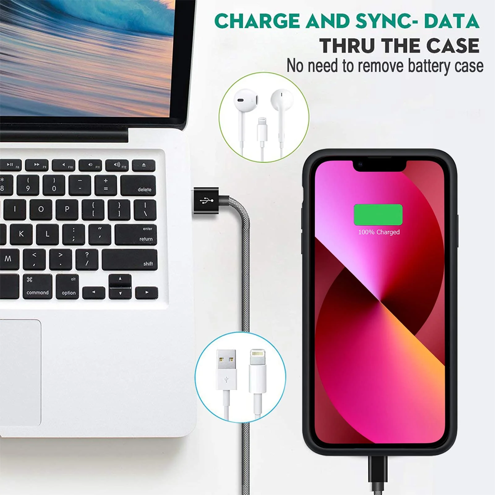 Battery Case for iPhone 13 Mini, Enhanced 6500mAh Ultra Thin Portable Protective Power Smart Charging Case Compatible with iPhone 13 Mini (5.4 inch) Rechargeable Extended Battery Charger Case (Black) - Image 6