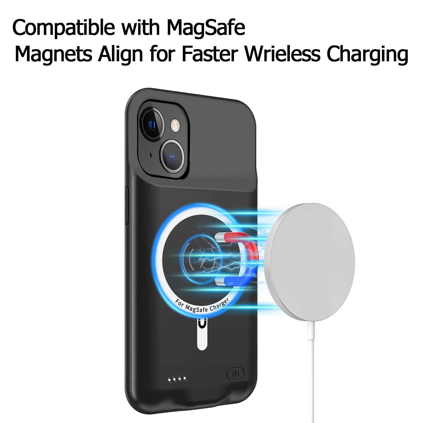 Battery Case for iPhone 13, Upgraded 10000mAh Battery Pack Rechargeable Charger Case Support Carplay with Wireless Charging Compatible for iPhone 13 (6.1 inch) External Battery Charging Case (Black) - Image 3