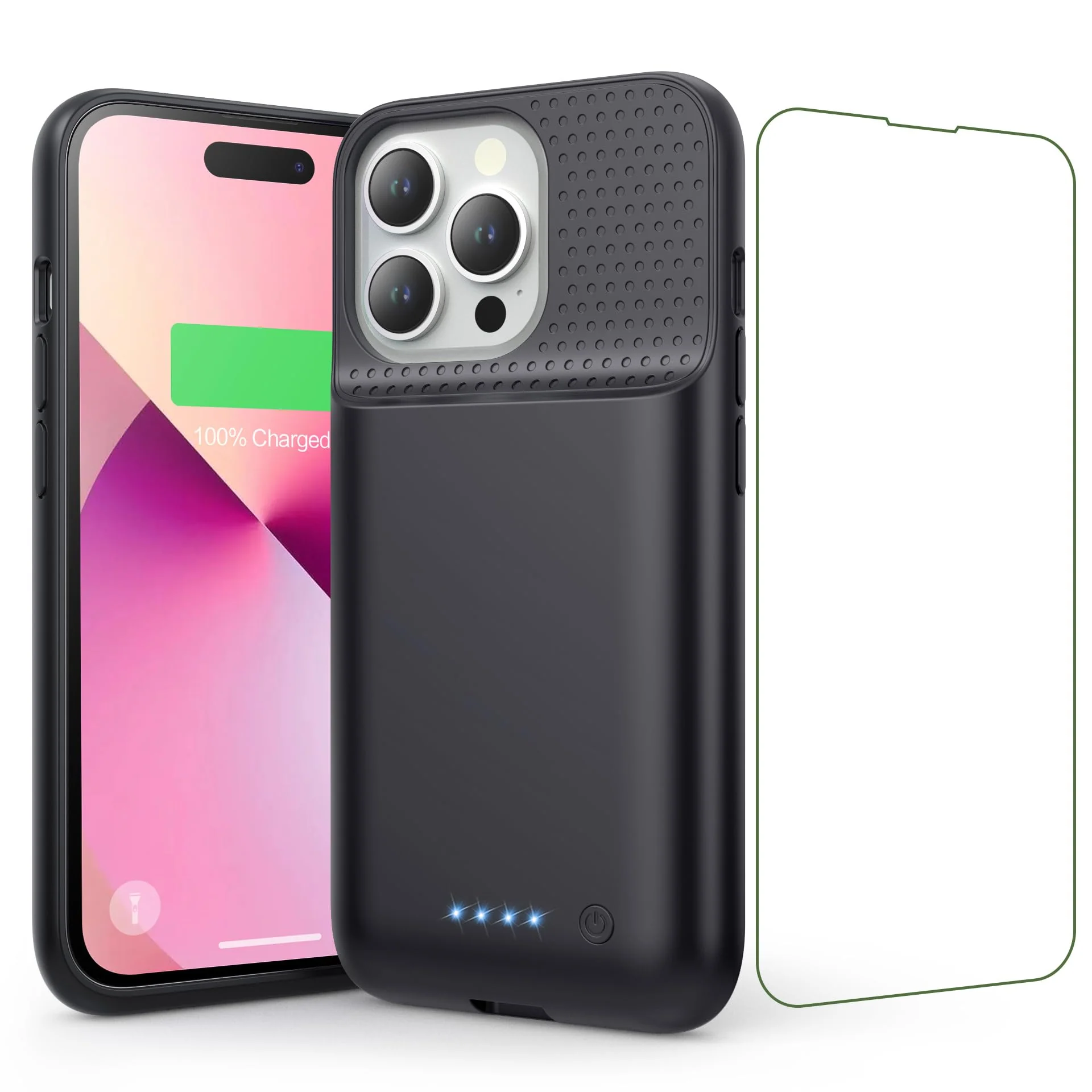Battery Case for iPhone 14/13/13 Pro (6.1 Inch), [2024 Upgraded] Ultra-Slim 7500mAh Portable Extended Charger Case Cover for iPhone 14, iPhone 13, iPhone 13Pro Charging Case (Black) Black
