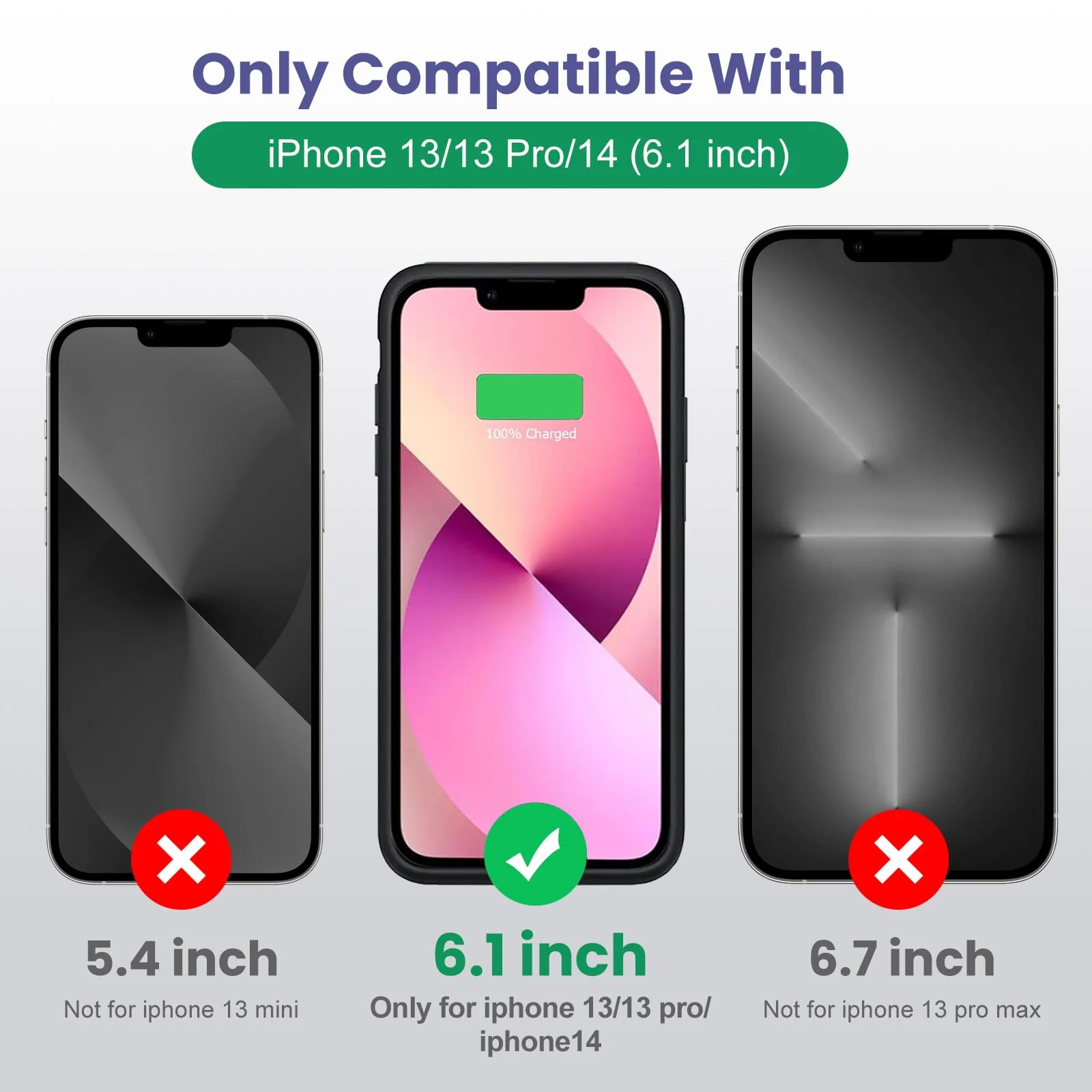 Battery Case for iPhone 14/13/13 Pro (6.1 Inch), [2024 Upgraded] Ultra-Slim 7500mAh Portable Extended Charger Case Cover for iPhone 14, iPhone 13, iPhone 13Pro Charging Case (Black) Black - Image 2