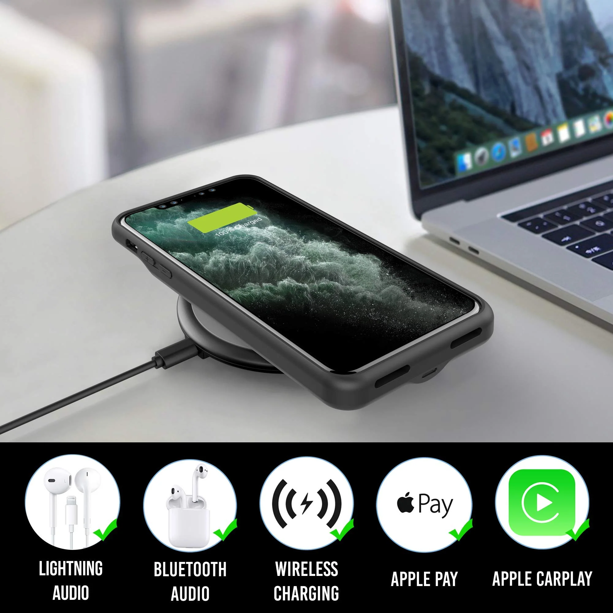 Battery Case for iPhone 14 Pro Max and iPhone 14 Plus (6.7 inch), Strong Slim Portable Protective Extended Charger Cover with Wireless Charging and Certified Connector Chip (BX14Pro Max) - Black Apple iPhone 14 Pro Max (6.7 inch) - Image 3