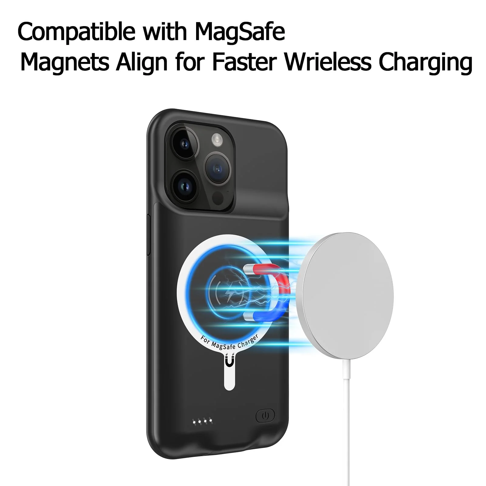 Battery Case for iPhone 14 Pro, Upgraded 10000mAh Battery Pack Rechargeable Charger Case with Carplay Wireless Charging Compatible for iPhone 14 Pro (6.1 inch) External Battery Charging Case (Black) - Image 3