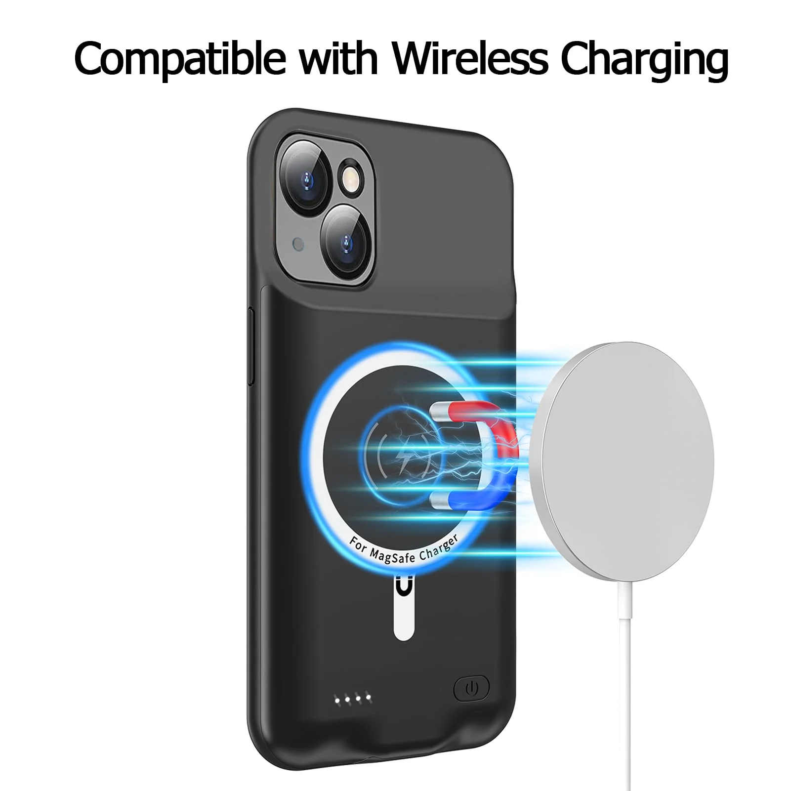 Battery Case for iPhone 15, Full Encircle 10000mAh High Capacity Rechargeable Portable Charger Case Extended Battery Pack Compatible with iPhone 15 (6.1 inch) Wireless Charging Case with Carplay-Black iPhone 15 (6.1 inch) - Image 5