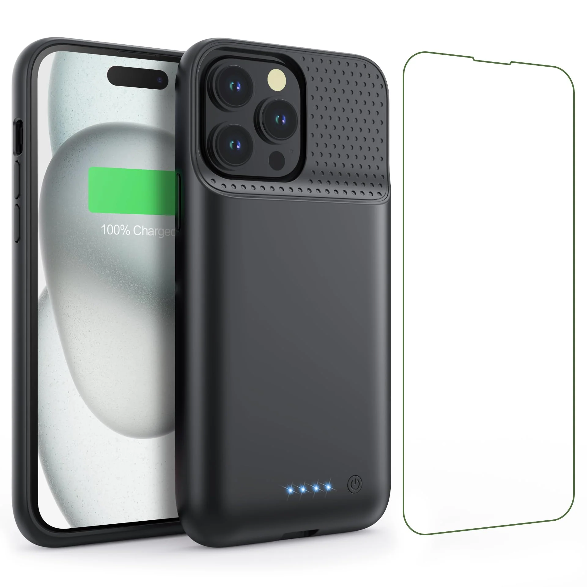 Battery Case for iPhone 15Pro (6.1Inch), Real 7500mAh Ultra Slim Portable & 15W Fast Charging, Rechargeable Protective Extended Charger Case Cover Only for iPhone 15Pro Charging Case-Black Black