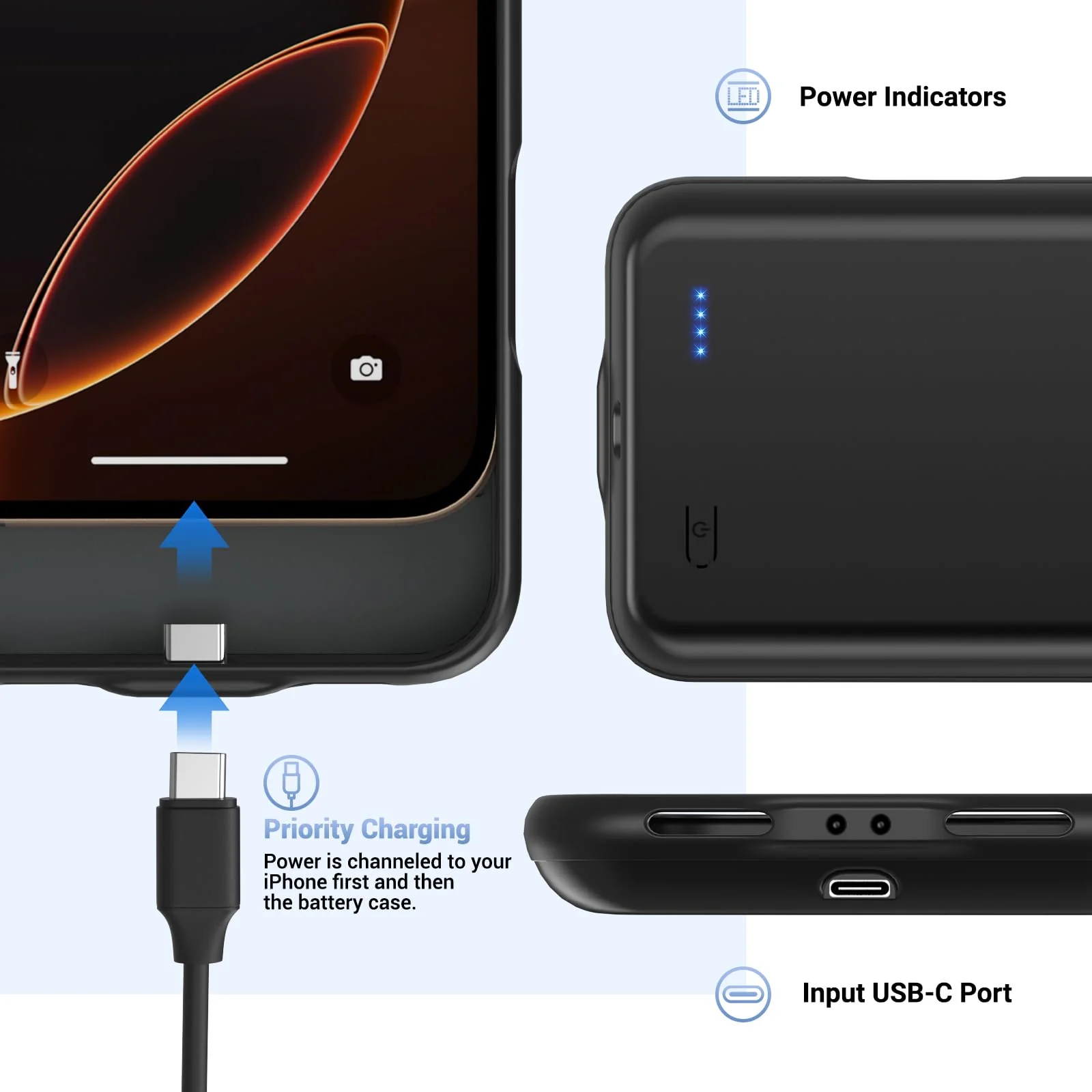Battery Case for iPhone 16 Pro Max,Ultra-Slim 7000mAh Portable Charging Case,Extended Charger Case,[2024 Upgraded] Case Battery for iPhone 16 Pro Max-6.9inch,Black For iPhone 16 Pro Max（6.9inch） Black - Image 6