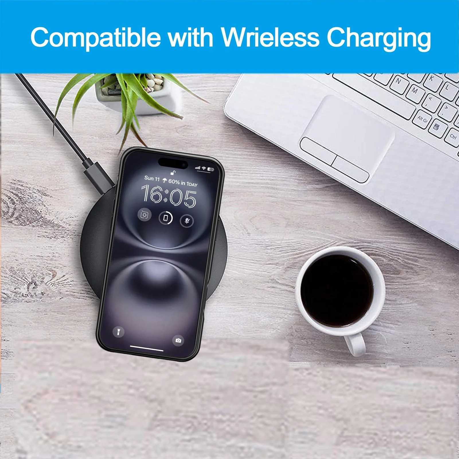 Battery Case for iPhone 16, Upgraded 10000mAh Battery Pack Rechargeable Charger Case Support Carplay with Wireless Charging Compatible for iPhone 16 (6.1 inch) External Battery Charging Case (Black) - Image 6