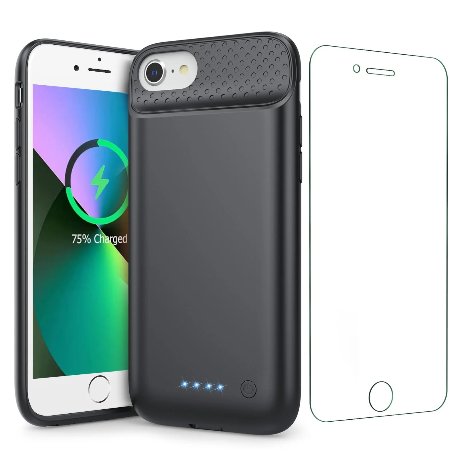 Battery Case for iPhone 6/6s/7/8/SE(2022/2020)(6.1 Inch), [2024 Upgraded] Ultra-Slim 7000mAh Portable Extended Charging Case Cover for iPhone 8, iPhone 7, iPhone 6/6s, iPhone SE Charger Case (Black) Black