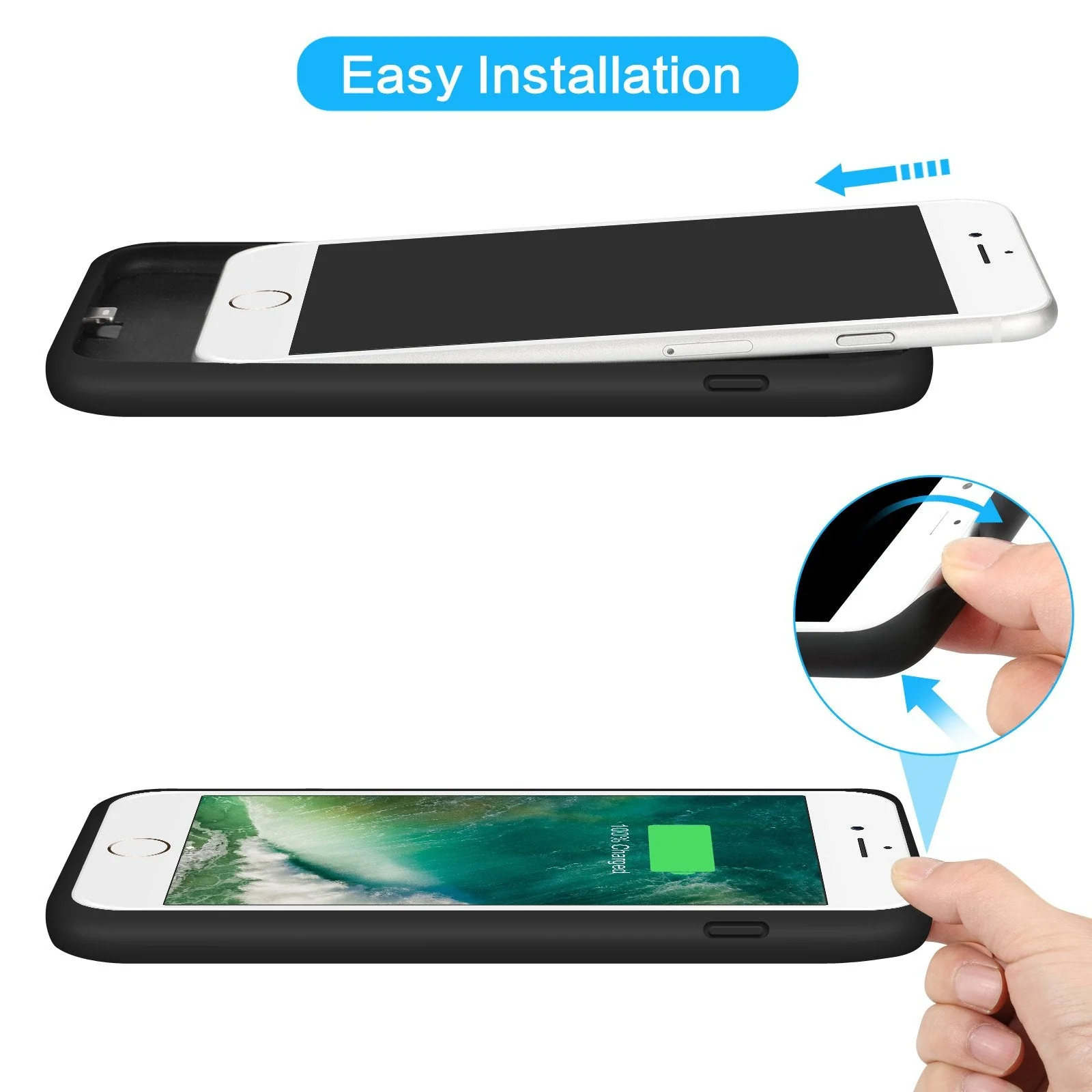 Battery Case for iPhone 6Plus/6s Plus/7Plus /8Plus, Upgraded 8500mAh Portable Charging Case Extended Battery Pack for iPhone 6s Plus/6 Plus/7 Plus /8 Plus Rechargeable Charger Case(5.5 inch)- Black - Image 4