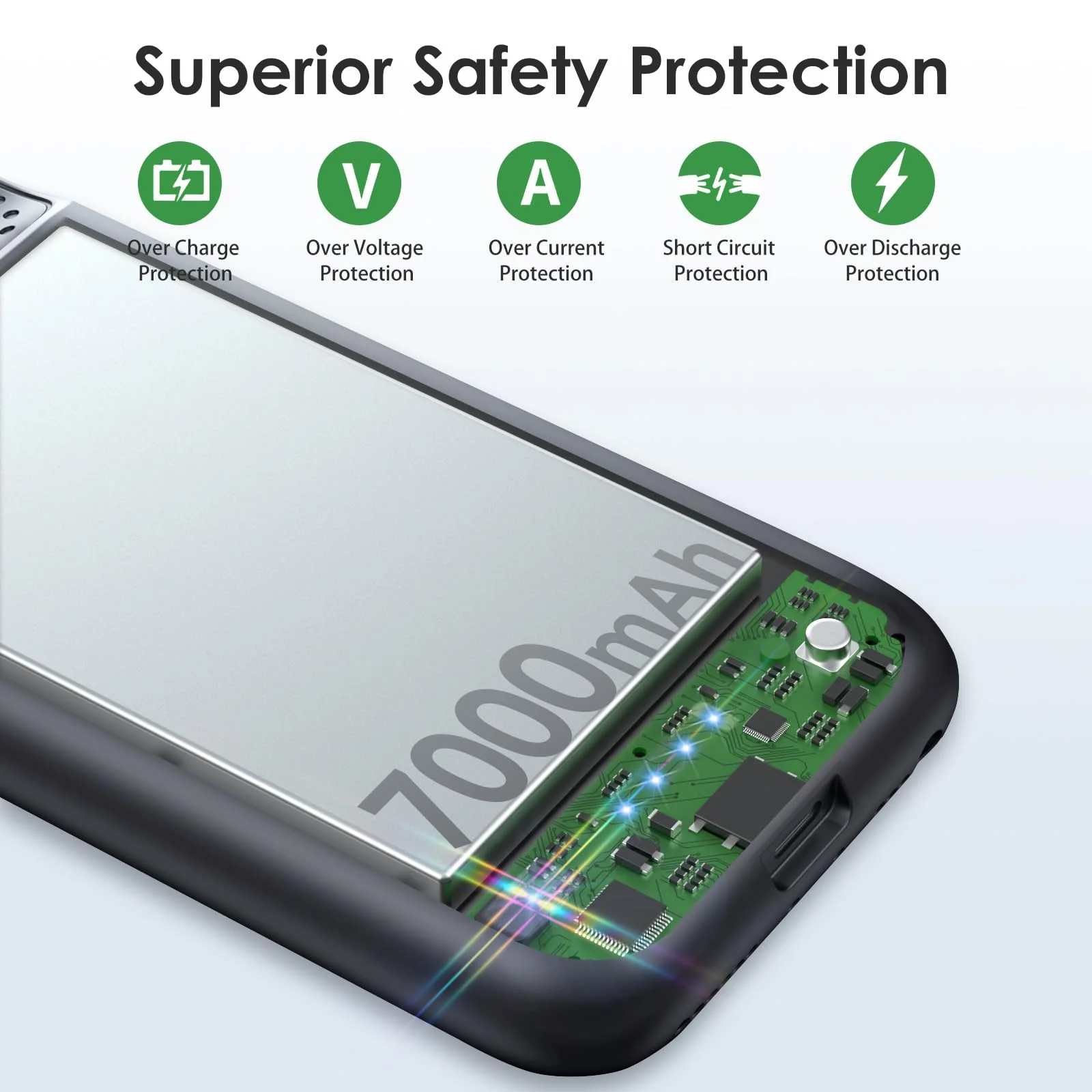 Battery Case for iPhone for iPhone 8/7/6s/6/SE (2022/2020),[2024 Upgraded] 7000mAh Ultra-Slim Portable Extended Charger Case Cover for iPhone 8/7/6s/6/SE (2022/2020) Charging Case (4.7 Inch)-Black Black - Image 2