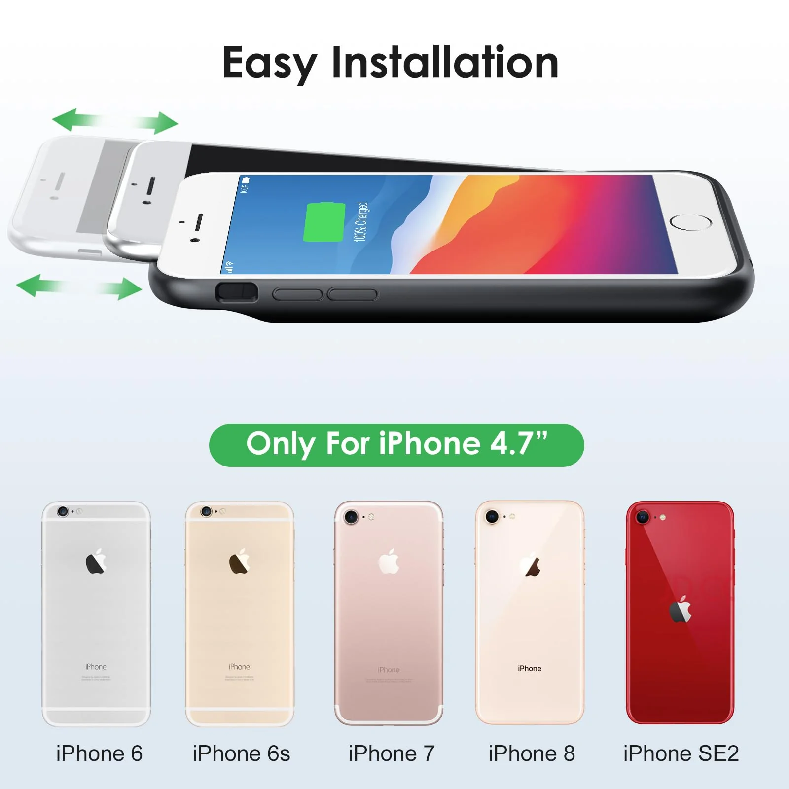 Battery Case for iPhone for iPhone 8/7/6s/6/SE (2022/2020),[2024 Upgraded] 7000mAh Ultra-Slim Portable Extended Charger Case Cover for iPhone 8/7/6s/6/SE (2022/2020) Charging Case (4.7 Inch)-Black Black - Image 6