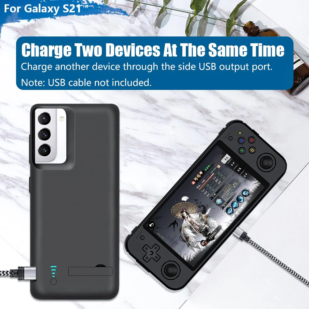 Battery Case for Samsung Galaxy S21 5G, 4800mAh Rechargeable Extended Battery Charging Charger Case, Add 100% Extra Juice, Not for S21+ or S21 Ultra (6.2 inch) Black - Image 6