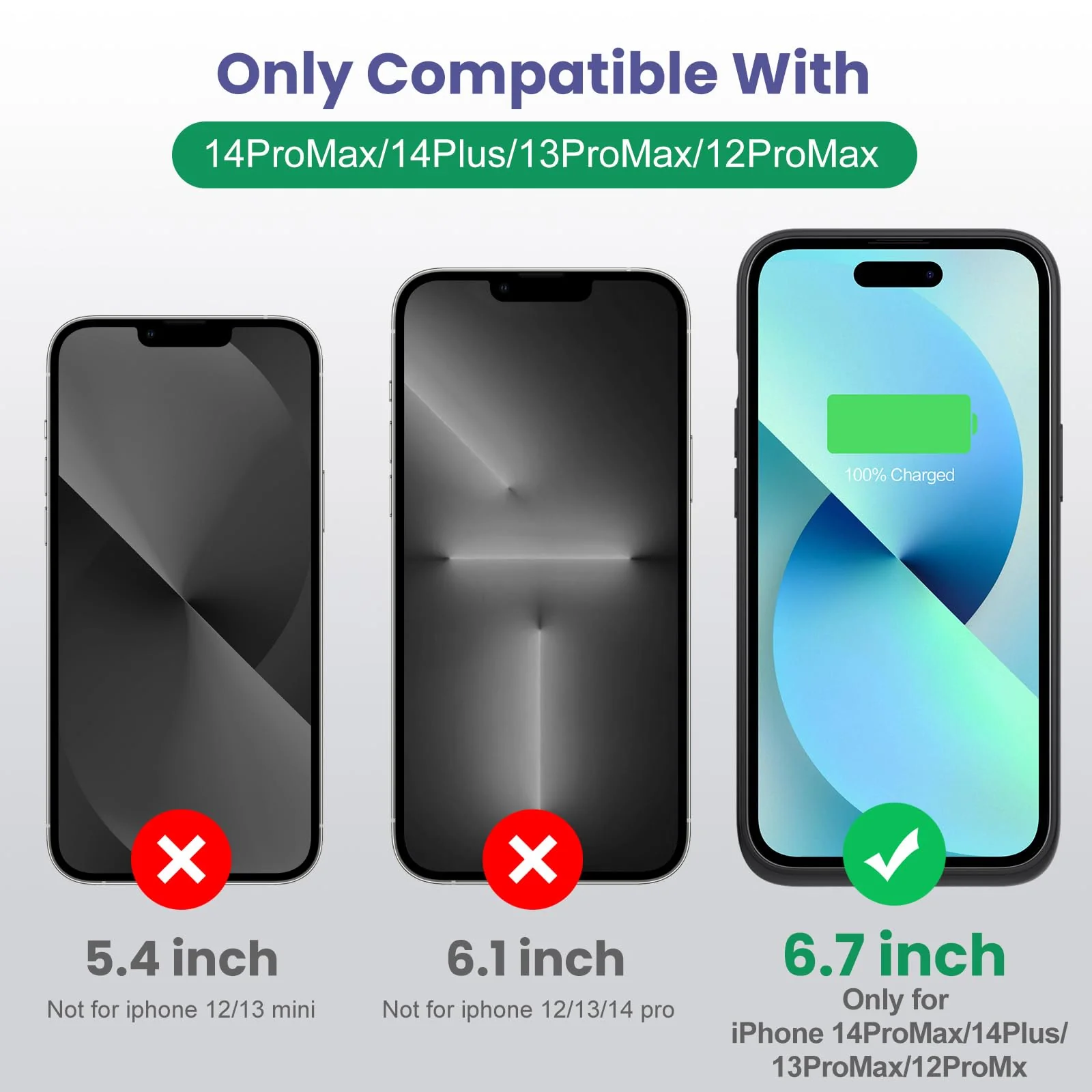 Battery Charging Case for iPhone 12Pro Max/13Pro Max/14Pro Max/14Plus (6.7 Inch), Powerful 8600mAh Portable Rechargeable Charger Case for iPhone 14ProMax/14Plus/13Promax/12Promax Battery Case-Black Black - Image 2