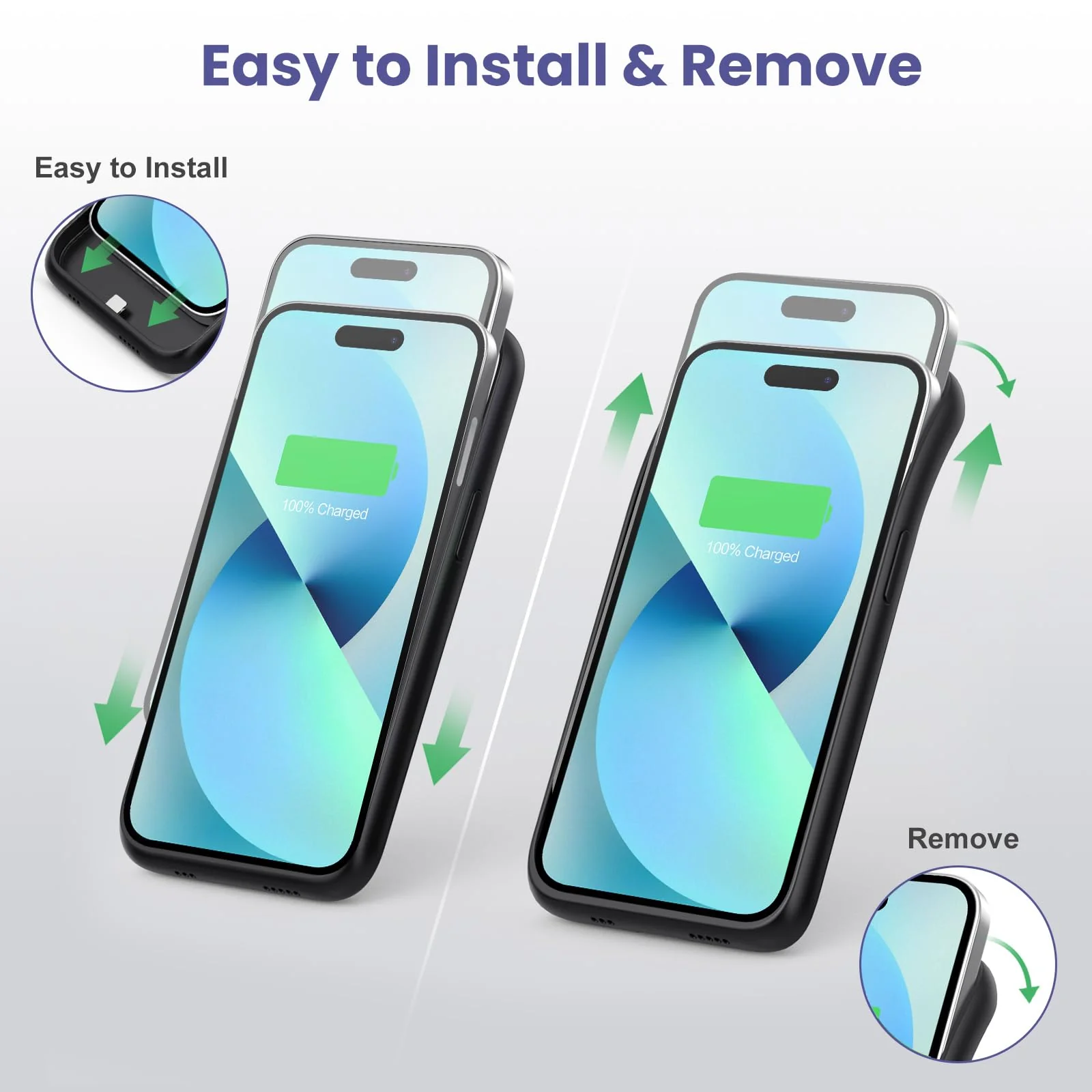 Battery Charging Case for iPhone 12Pro Max/13Pro Max/14Pro Max/14Plus (6.7 Inch), Powerful 8600mAh Portable Rechargeable Charger Case for iPhone 14ProMax/14Plus/13Promax/12Promax Battery Case-Black Black - Image 6