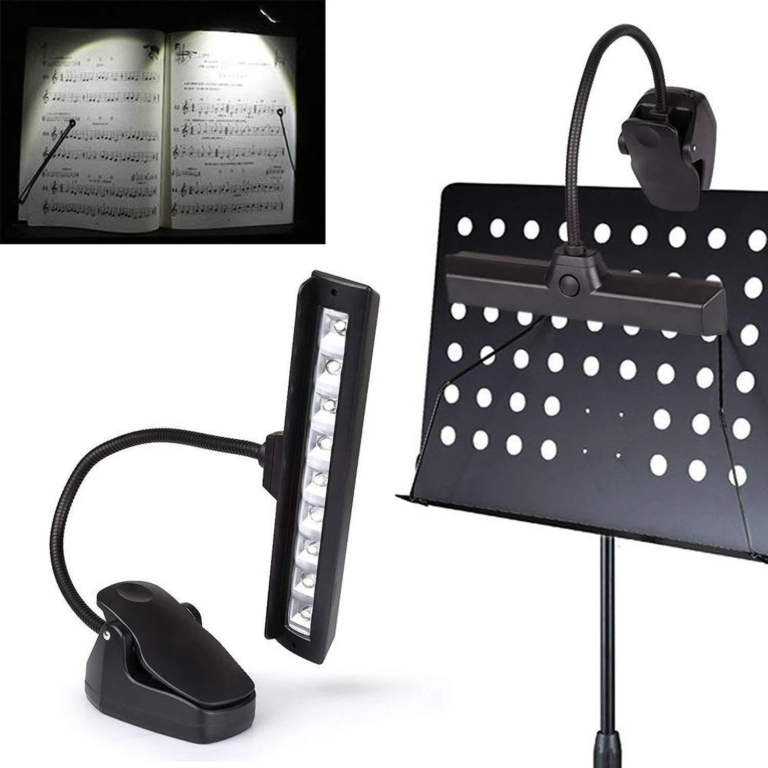Battery Operated Music Stand Light 9 LED Super Bright Gooseneck Orchestra Piano Light Reading Lamp Clip On Lights for Grand Piano, Orchestra, Podium,Sheet Music,Guitar - Image 5