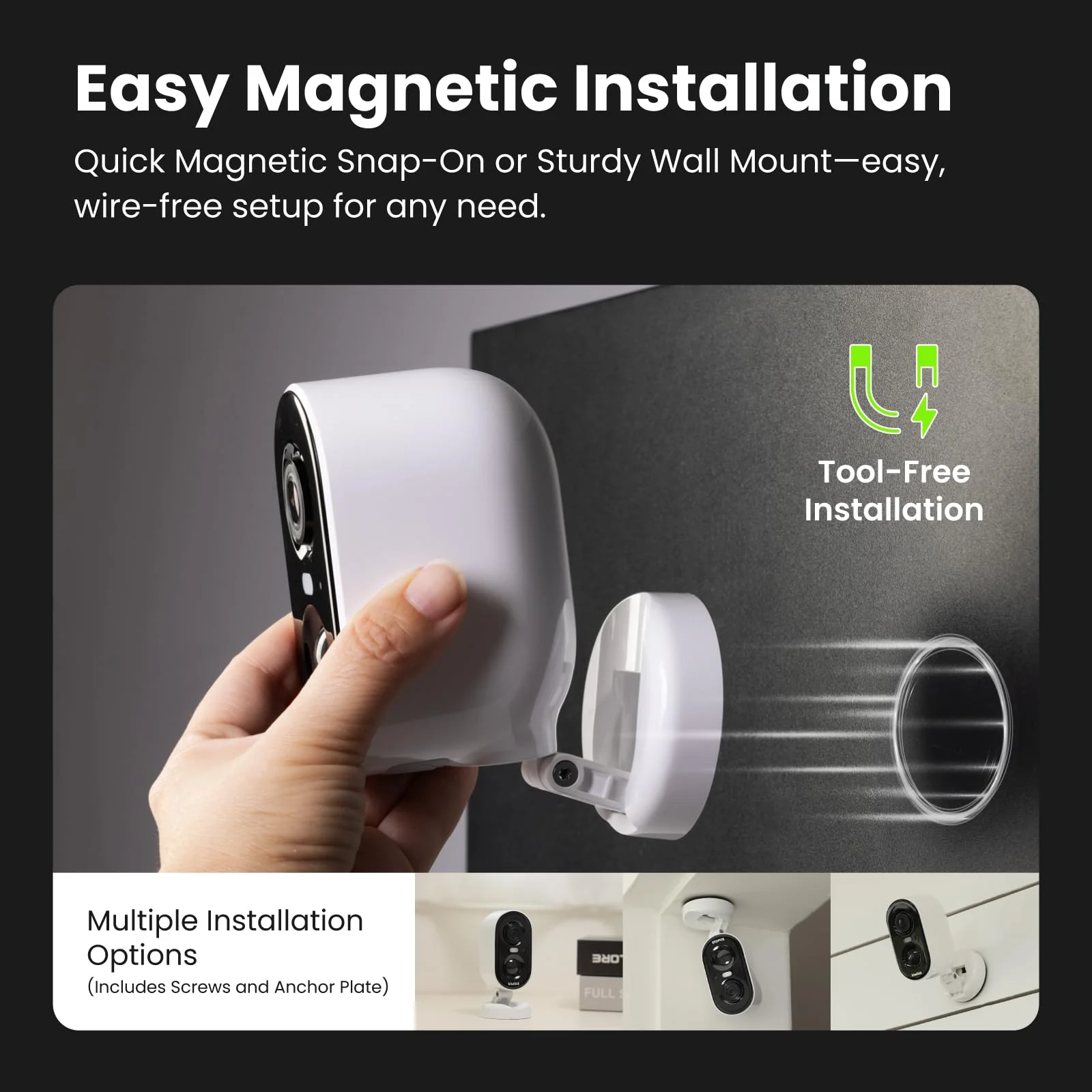 Battery Security Camera 2K, Wireless Outdoor/Indoor, Easy Magnetic Mount, Color Night Vision, 2-Way Audio, Spotlight, Weather-Resistant, AI Detection, Cloud & SD Card Storage 2K-1 Pack - Image 3