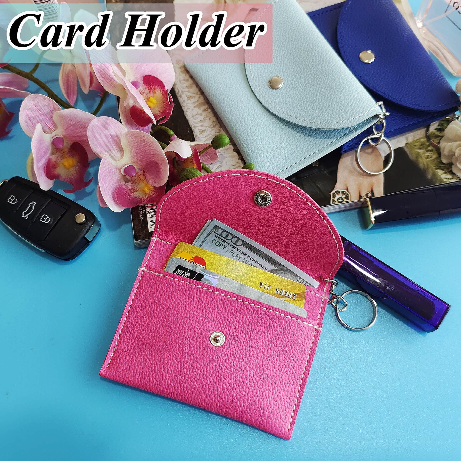 BATUMEYE Gift Set for Woman with Card Holder, Wristlet Lanyard,Pom Pom Ball,Travel Bottle Holder… Pink - Image 9