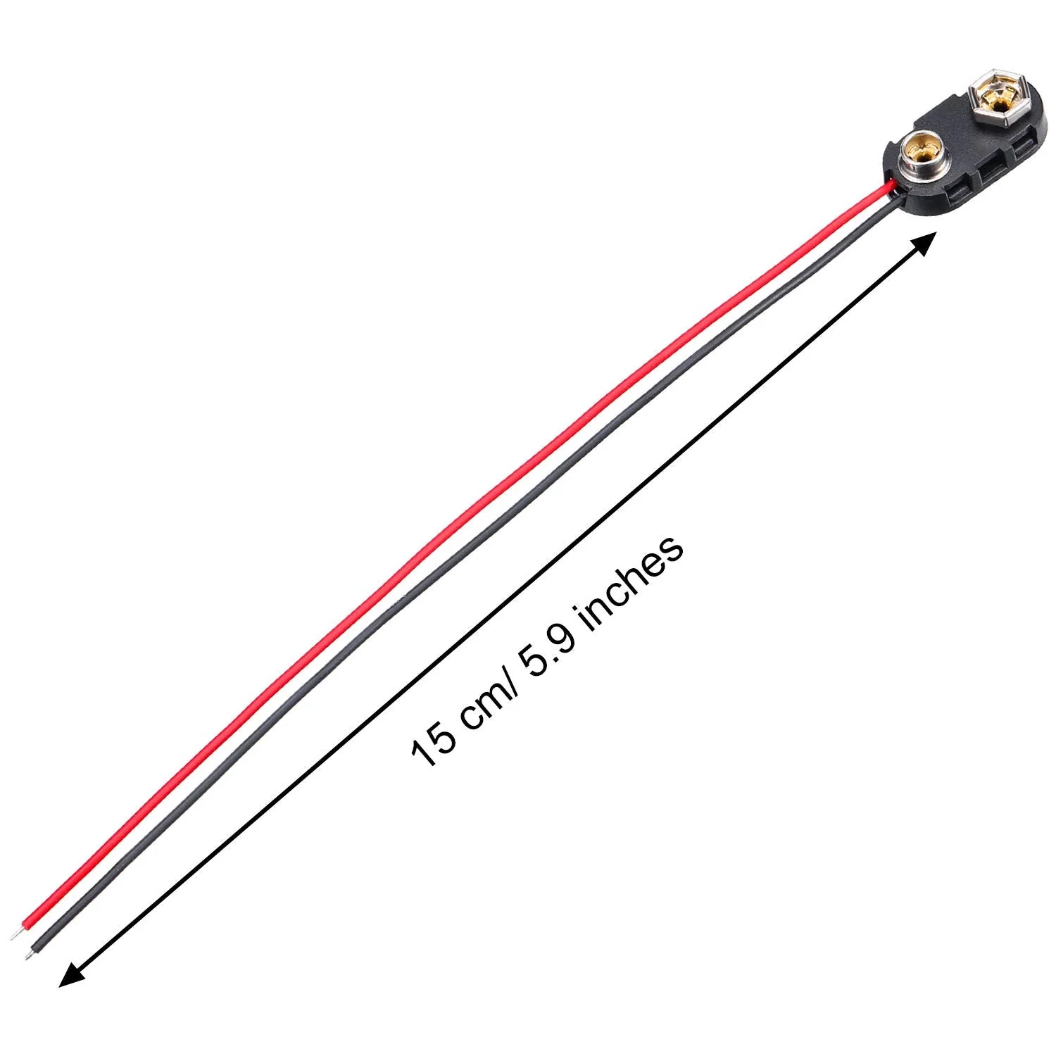 BBTO 20 Pack 9 V Battery Clip Connector Long Cable Connection Hard Shell Black Red Connector (I Type) - Image 3
