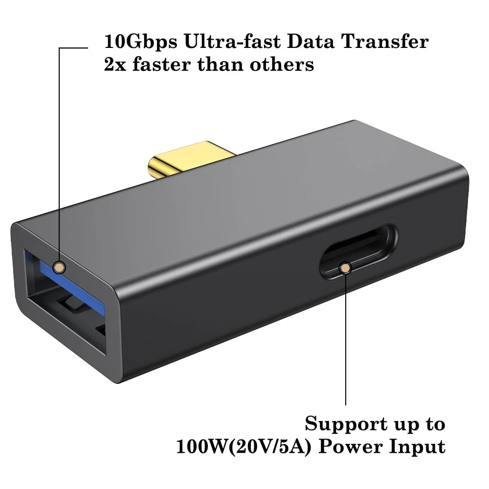 BCLINK 2-in-1 USB C to USB 3.1 Adapter with 100W Charging Port, Thunderbolt 4/3 OTG Converter for Meta Quest 2, iPhone 15, MacBook, iMac, iPad and More - Space Gray - Image 3