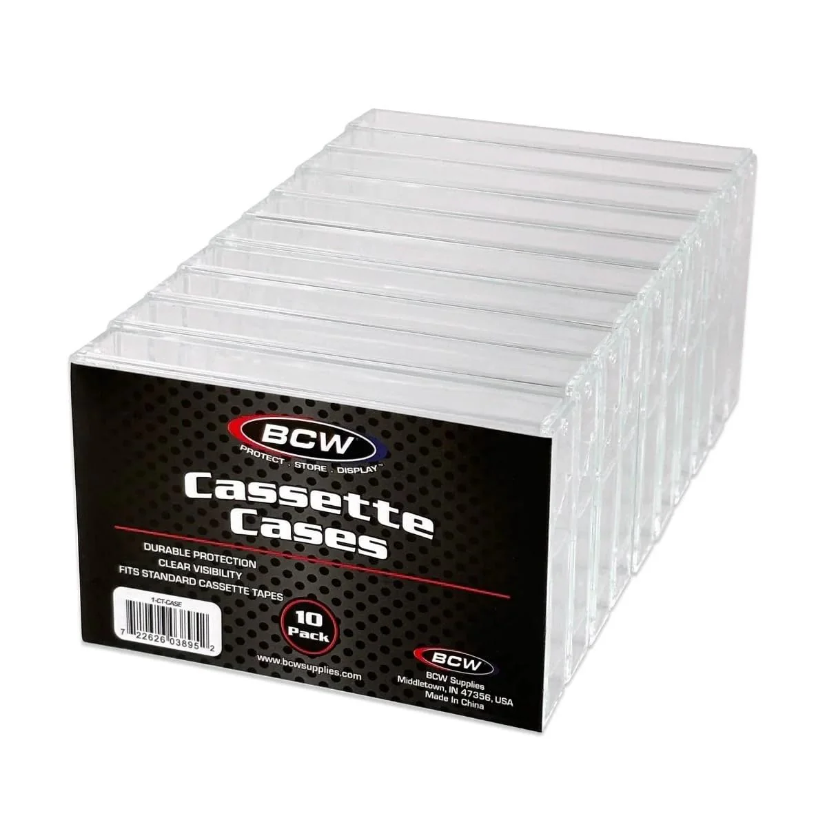 BCW Cassette Tape Cases - 10 Pack | Crystal Clear Protective Polystyrene Case | Protect and Display Your Audio Tape Collection | Fits Standard Cassette Tapes