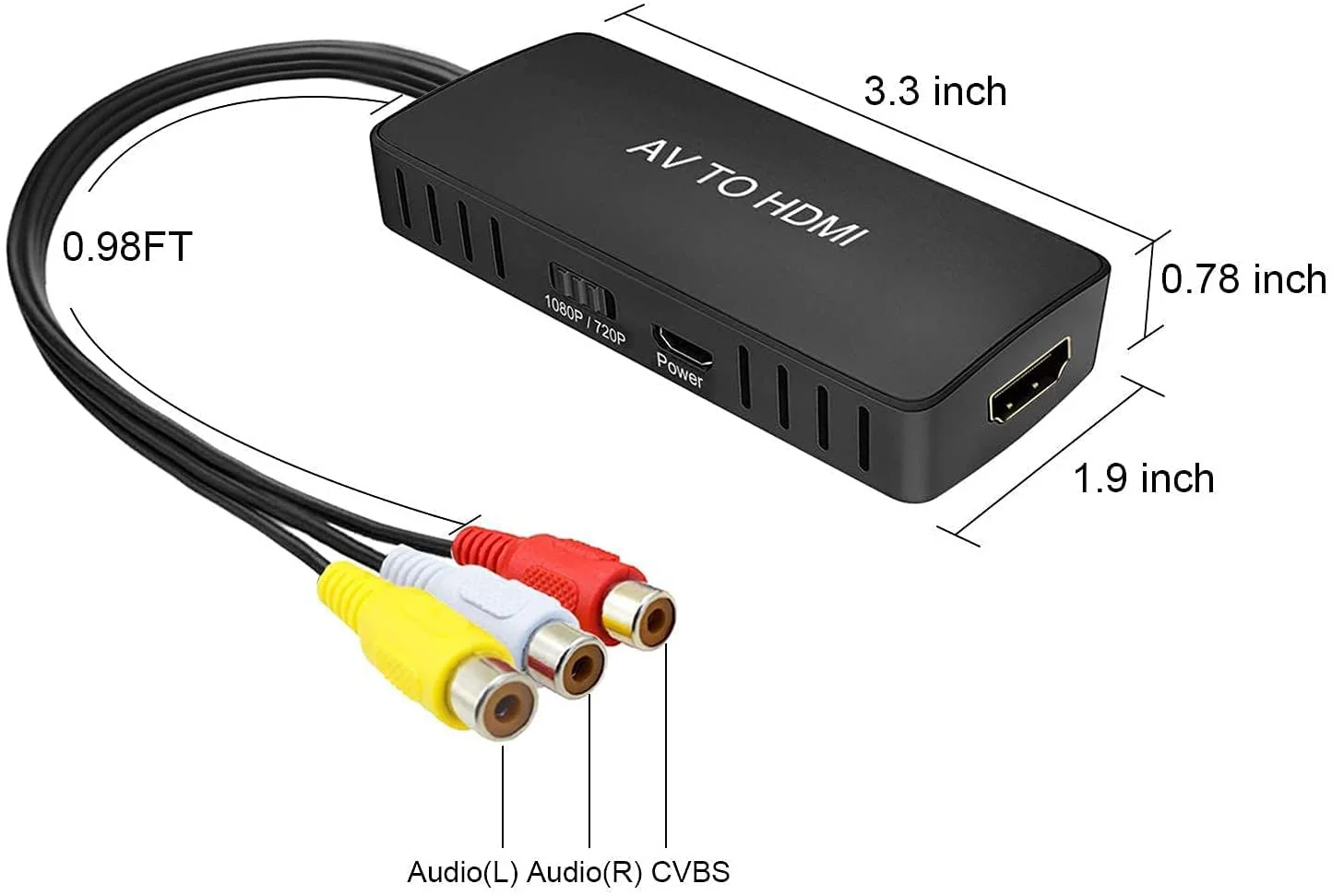 BD&M RCA to HDMI Converter, Composite to HDMI Adapter AV to HDMI Support 1080P PAL/NTSC Compatible with PS one, PS2, PS3, STB, Xbox, VHS, VCR, Blue-Ray DVD Players - Image 7