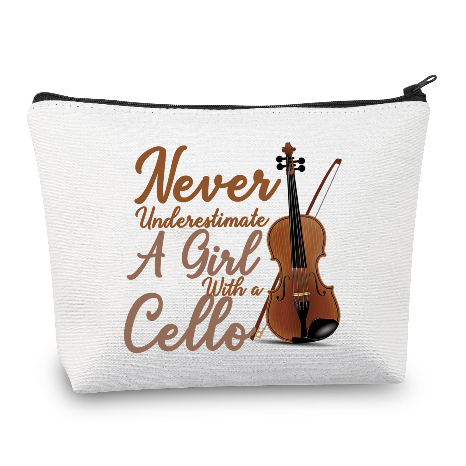 BDPWSS Cello Gift Cello Lover Cello Player Gift Cello Music Teacher Gift Never Underestimate A Girl With A Cello Makeup Bag (Girl With Cello) Girl With Cello