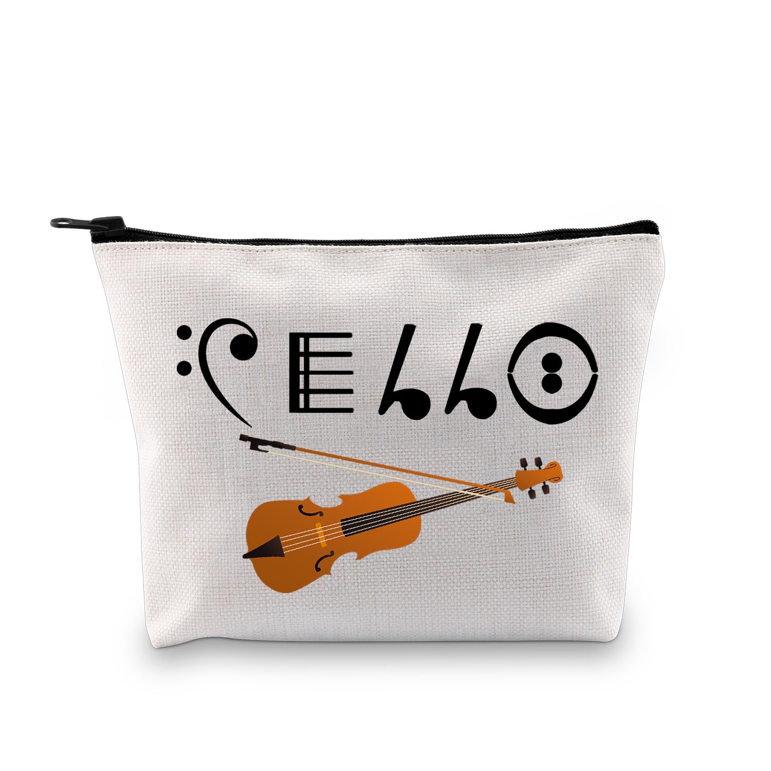 BDPWSS Cello Gift Cello Player Gift Cello Music Note Makeup Bag Funny Cello Cellist Orchestra Musician Zipper Travel Pouch (Cello note bag) Cello note bag