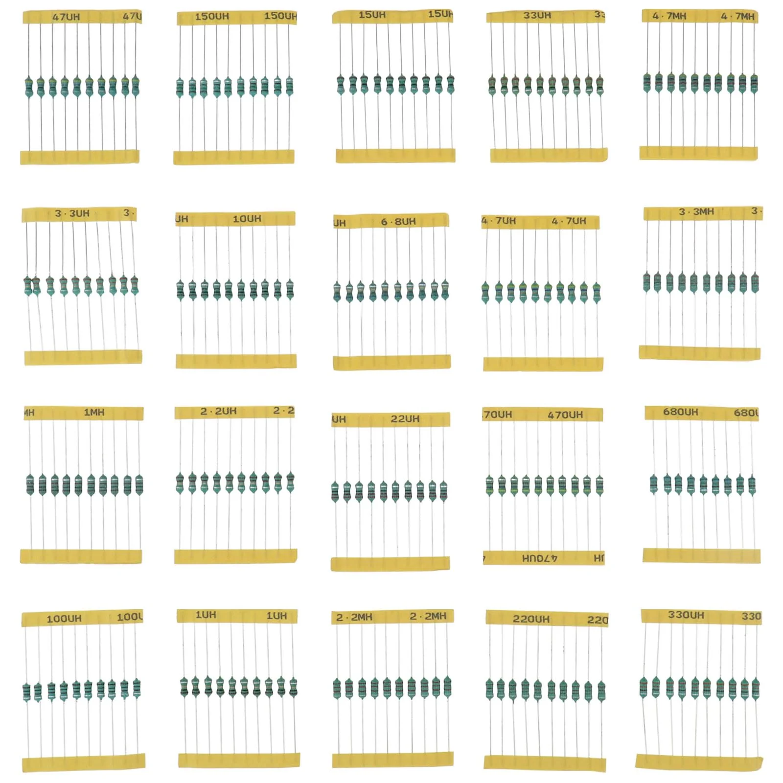 Be In Your Mind 200-Piece Inductor Assortment Set 1 UH - 4.7 MH 1/2 W Inline Inductor Colour Ring Inductance Assortment 10x20 Specifications in Plastic Boxes for Electrical Circuit Devices