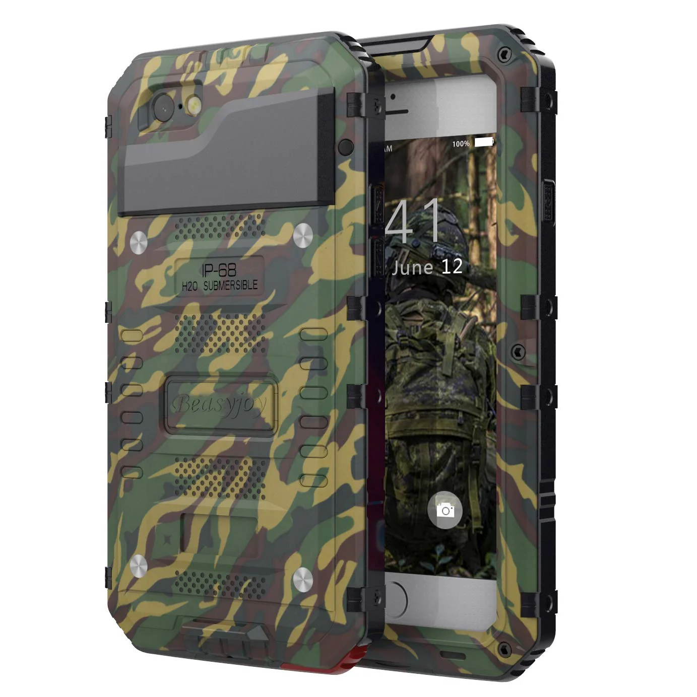 Beasyjoy iPhone 7 Plus Case iPhone 8 Plus Metal Case Heavy Duty with Screen Full Body Waterproof Shockproof Tough Rugged Hybrid Military Grade Defender (Camo) Camo