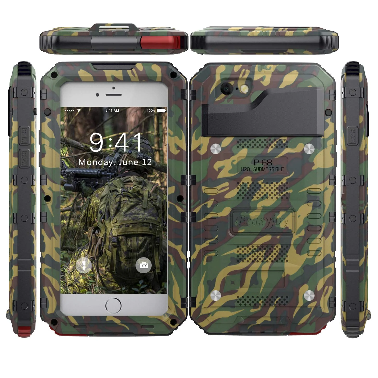 Beasyjoy iPhone 7 Plus Case iPhone 8 Plus Metal Case Heavy Duty with Screen Full Body Waterproof Shockproof Tough Rugged Hybrid Military Grade Defender (Camo) Camo - Image 2