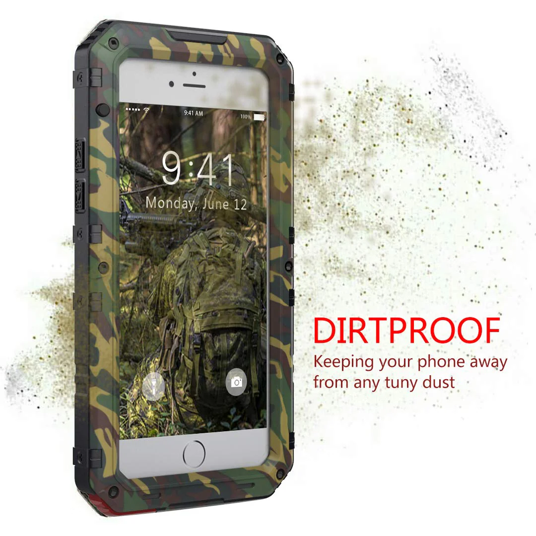 Beasyjoy iPhone 7 Plus Case iPhone 8 Plus Metal Case Heavy Duty with Screen Full Body Waterproof Shockproof Tough Rugged Hybrid Military Grade Defender (Camo) Camo - Image 5