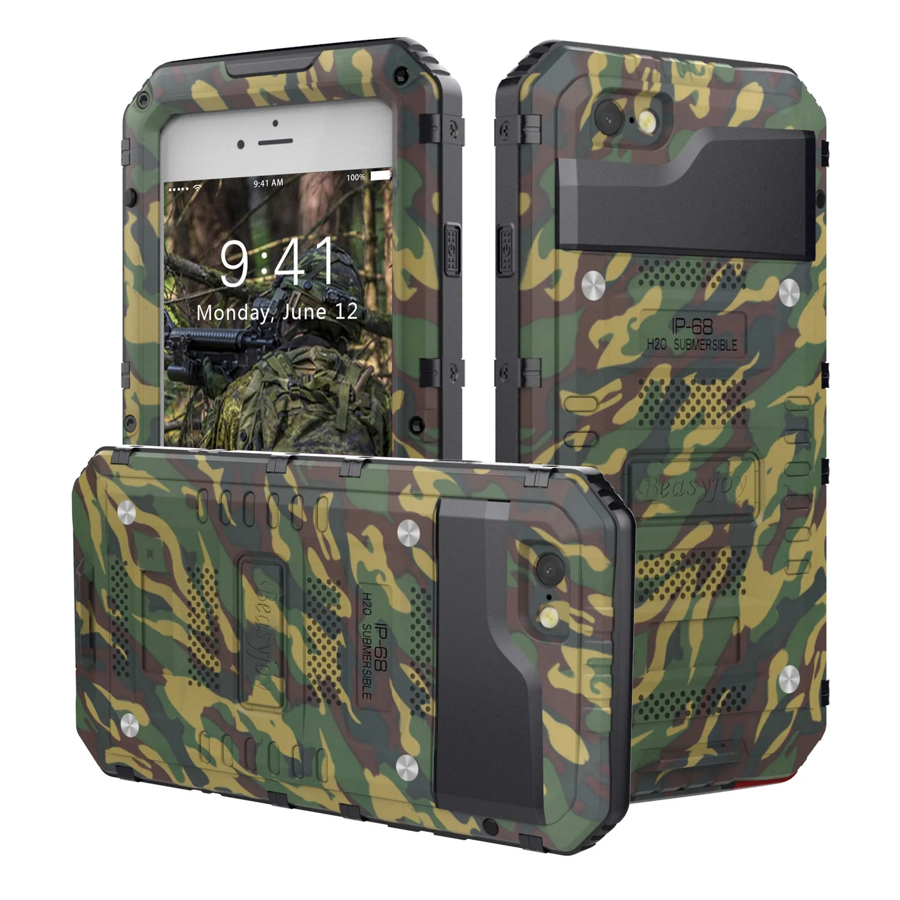 Beasyjoy iPhone 7 Plus Case iPhone 8 Plus Metal Case Heavy Duty with Screen Full Body Waterproof Shockproof Tough Rugged Hybrid Military Grade Defender (Camo) Camo - Image 6