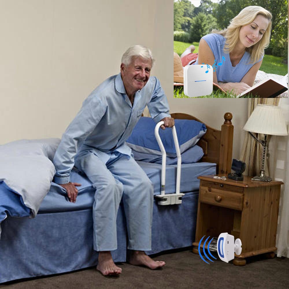 Bed Alarm for Elderly Dementia Patients,Portable Wireless Caregiver Pager Bed Alarms and Fall Prevention Alert for Elderly ,Elderly Monitoring for Home 1 Portable Pager and 1 Motion Sensor - Image 2