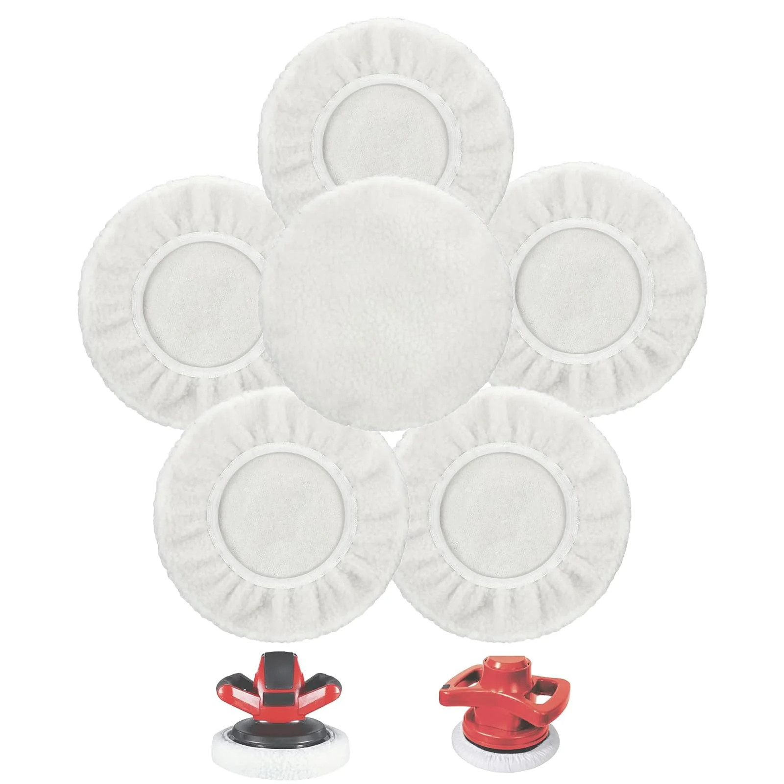 behone Set of 6 Lambswool Polishing Hoods for Einhell Cordless Car Polisher CE-CB 18/254 Li, CC-PO 90, for 220-250 mm Polishing Machines, Perfect for Car Paint Care, Metal Polish, Sustainable Reusable