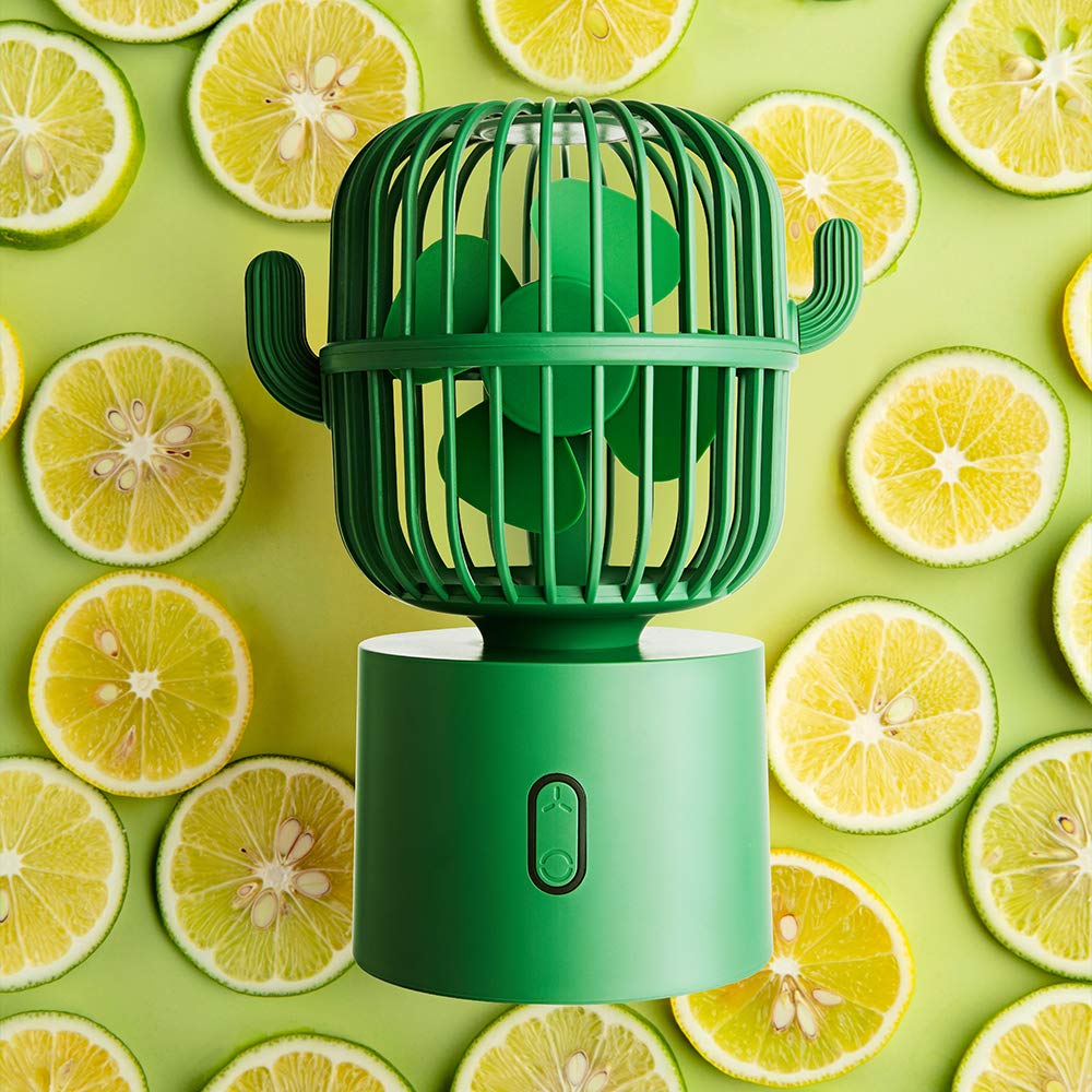BEISHIDA Personal Fan Small Desktop USB Desk Fan, Cactus Mini Handheld Table 80 Degree Auto Rotation Portable Fans, 3 Speeds Strong Wind, Quiet Operation Fan for Room Home Office Outdoor Travel Green - Image 9