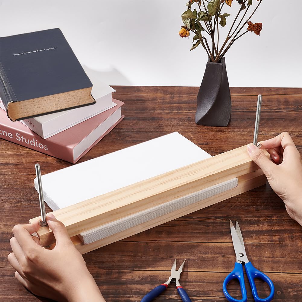 BENECREAT Wooden Bookbinding Press Large Press Bookbinder 15x1.5 Inch Flat Paper Press Machine Wood Form Factor Padding Press for Home, School, Office DIY Bookbinding - Image 4