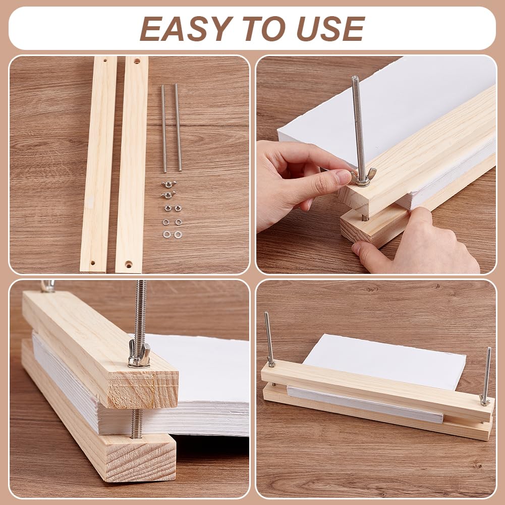 BENECREAT Wooden Bookbinding Press Large Press Bookbinder 15x1.5 Inch Flat Paper Press Machine Wood Form Factor Padding Press for Home, School, Office DIY Bookbinding - Image 5